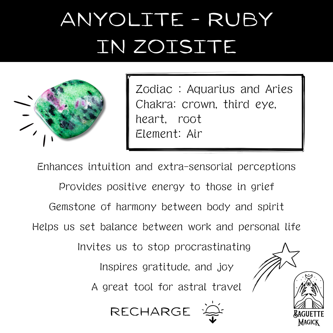 Ruby in Zoisite Anyolite and pentacle dowsing pendulum Baguette Magick