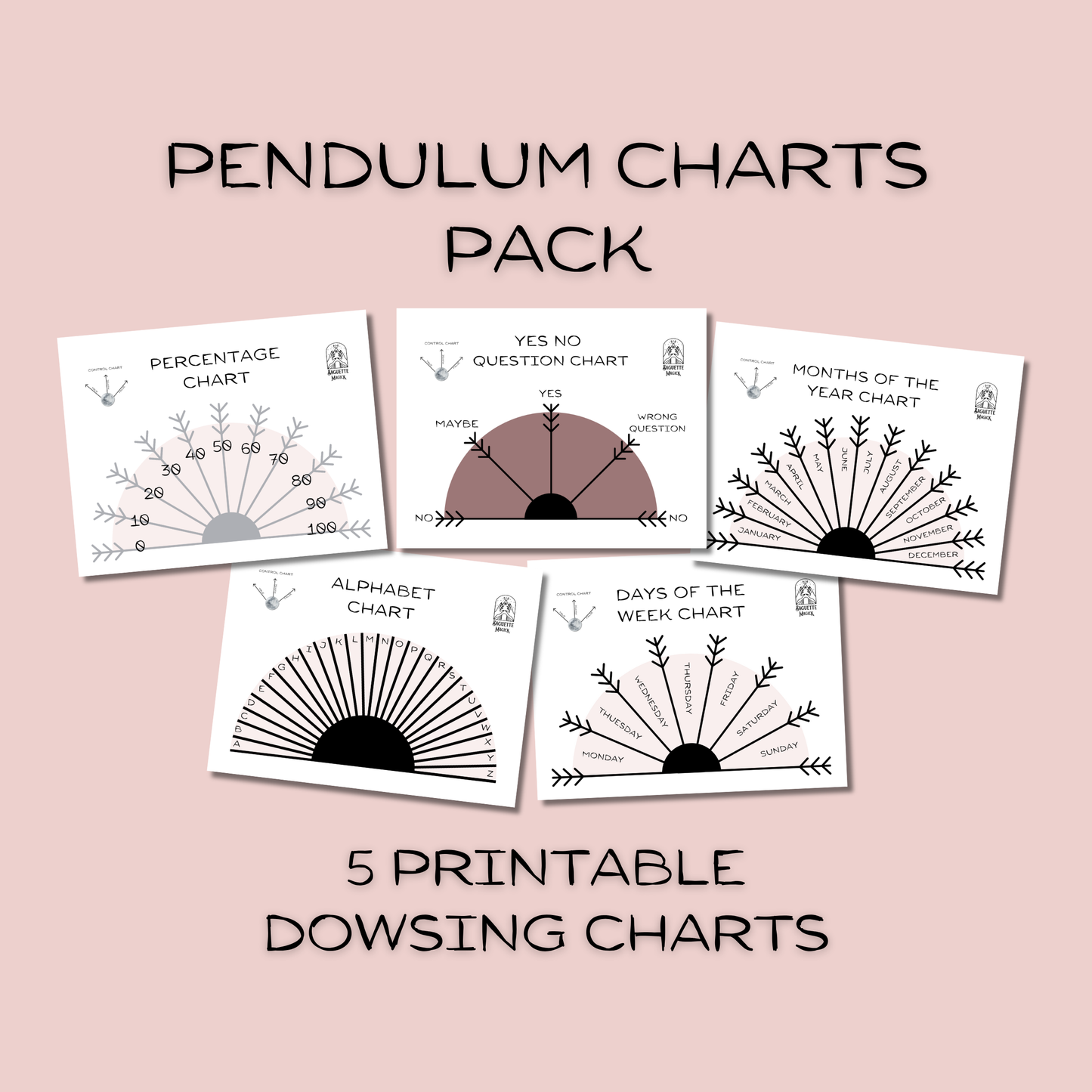 Starter pack : 5 printable pendulum boards Baguette Magick