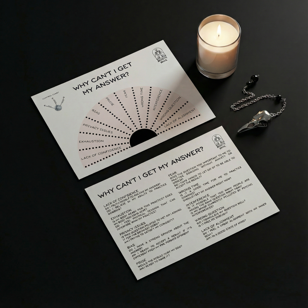 "Why can't I get my answer" printable pendulum chart Baguette Magick
