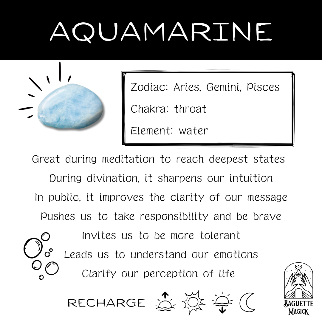 Aquamarine pendant necklace lithotherapy jewelry Baguette Magick