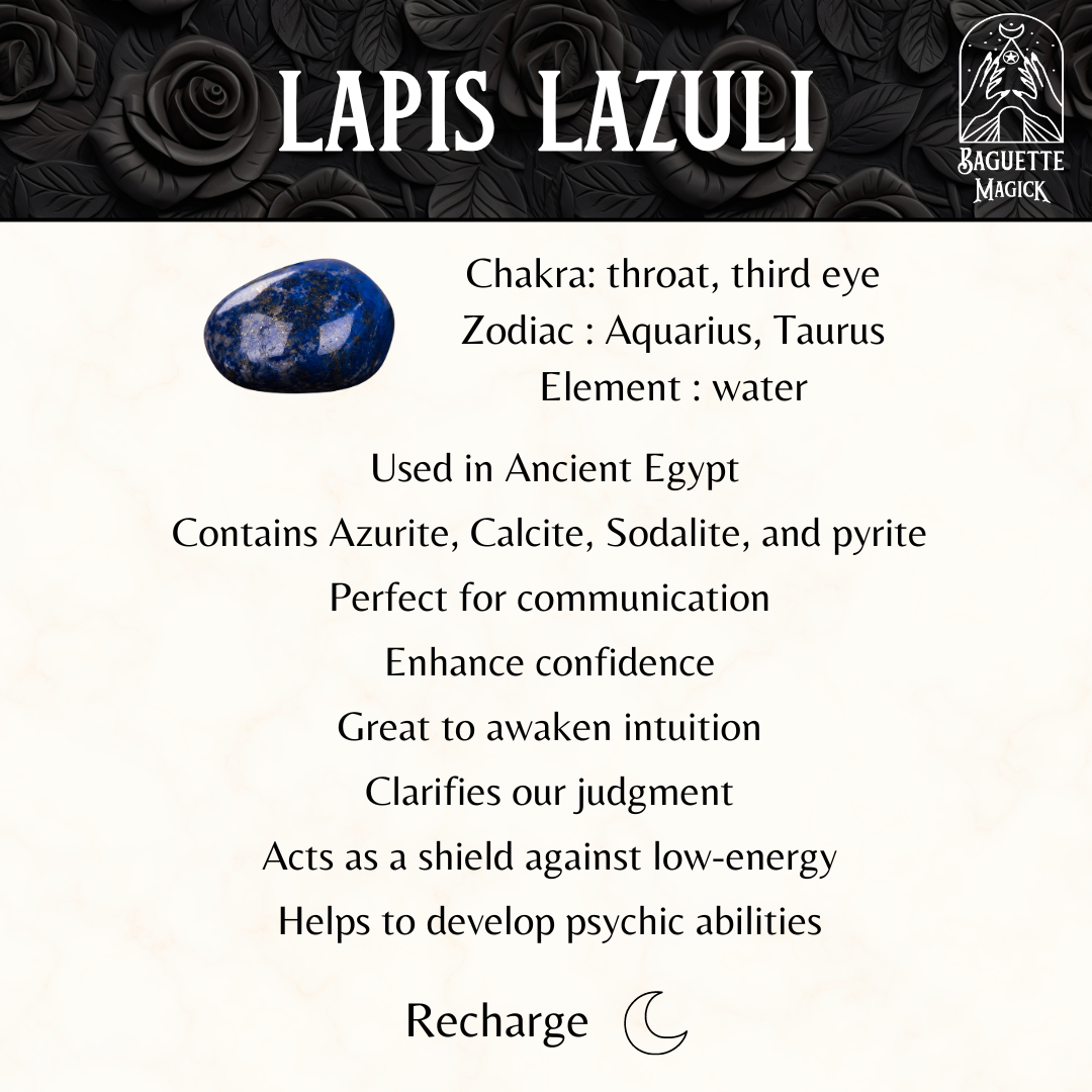 Lapis lazuli triple moon necklace wiccan jewelry Baguette Magick