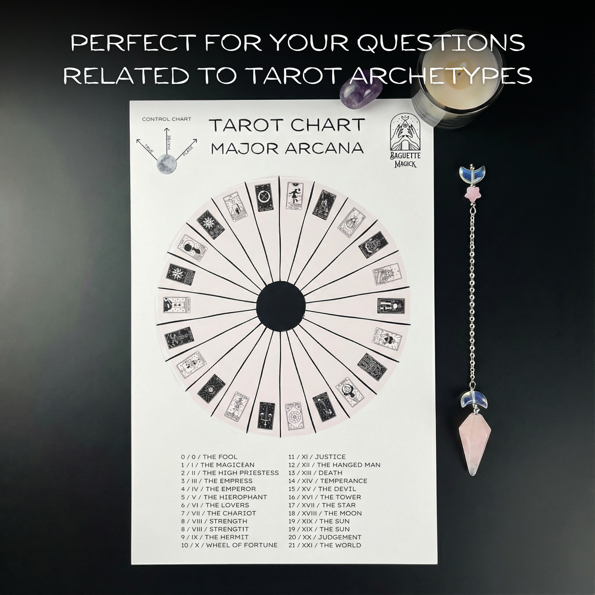 Tarot Major Arcana printable pendulum chart Baguette Magick