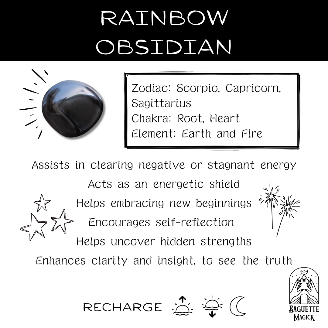 Obsidian black mirror necklace, scrying divination jewelry, rainbow obsidian, stars, stainless steel Baguette Magick