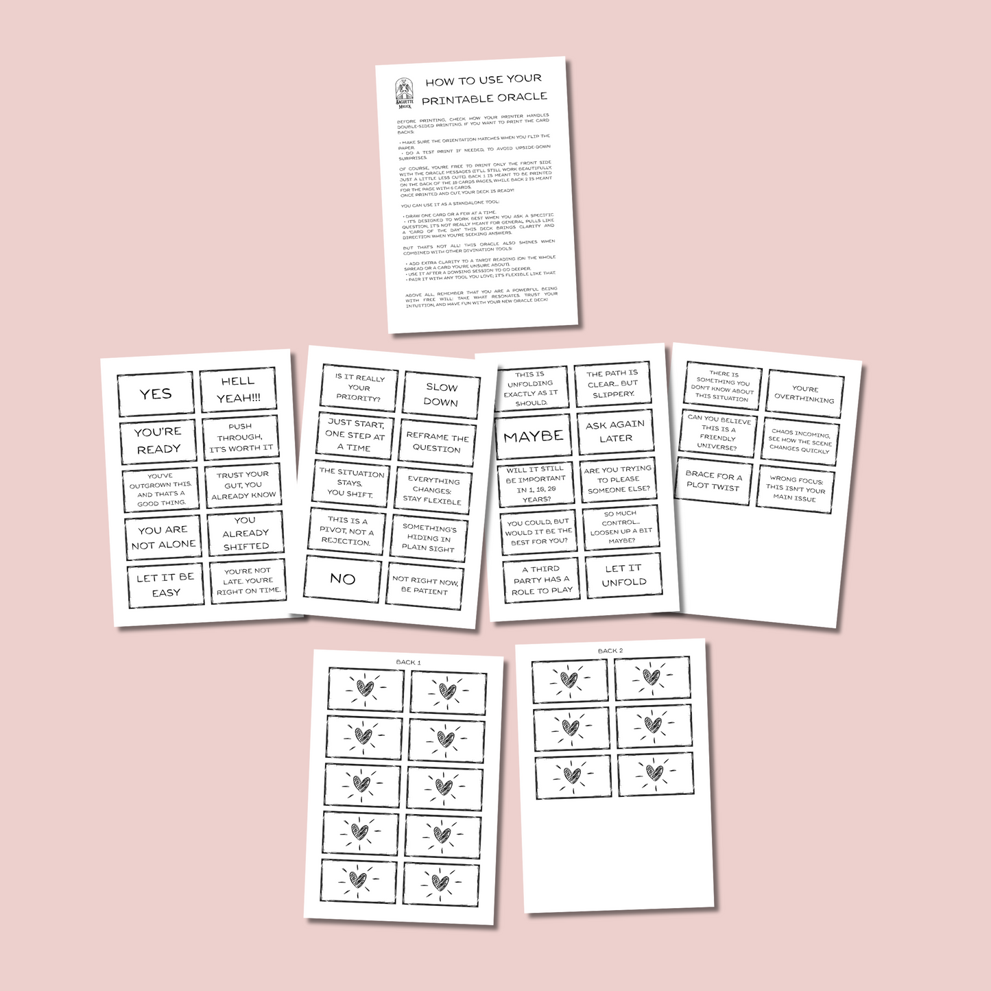 Jeu d'oracle simple et direct : un jeu imprimable à utiliser seul ou combiné avec d'autres outils de divination
