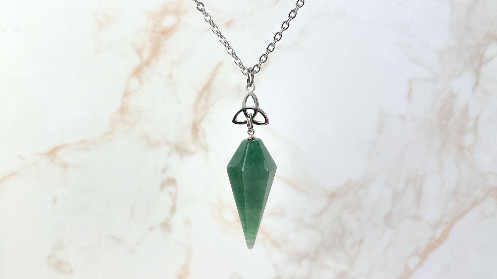 aventurine gemstone pendulum triquetra necklace for divination baguette magick