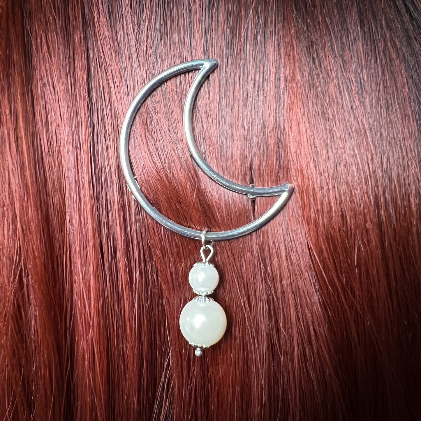 Moon crescent hair clip for gothic, witchy, whimsical hairstyles Baguette Magick