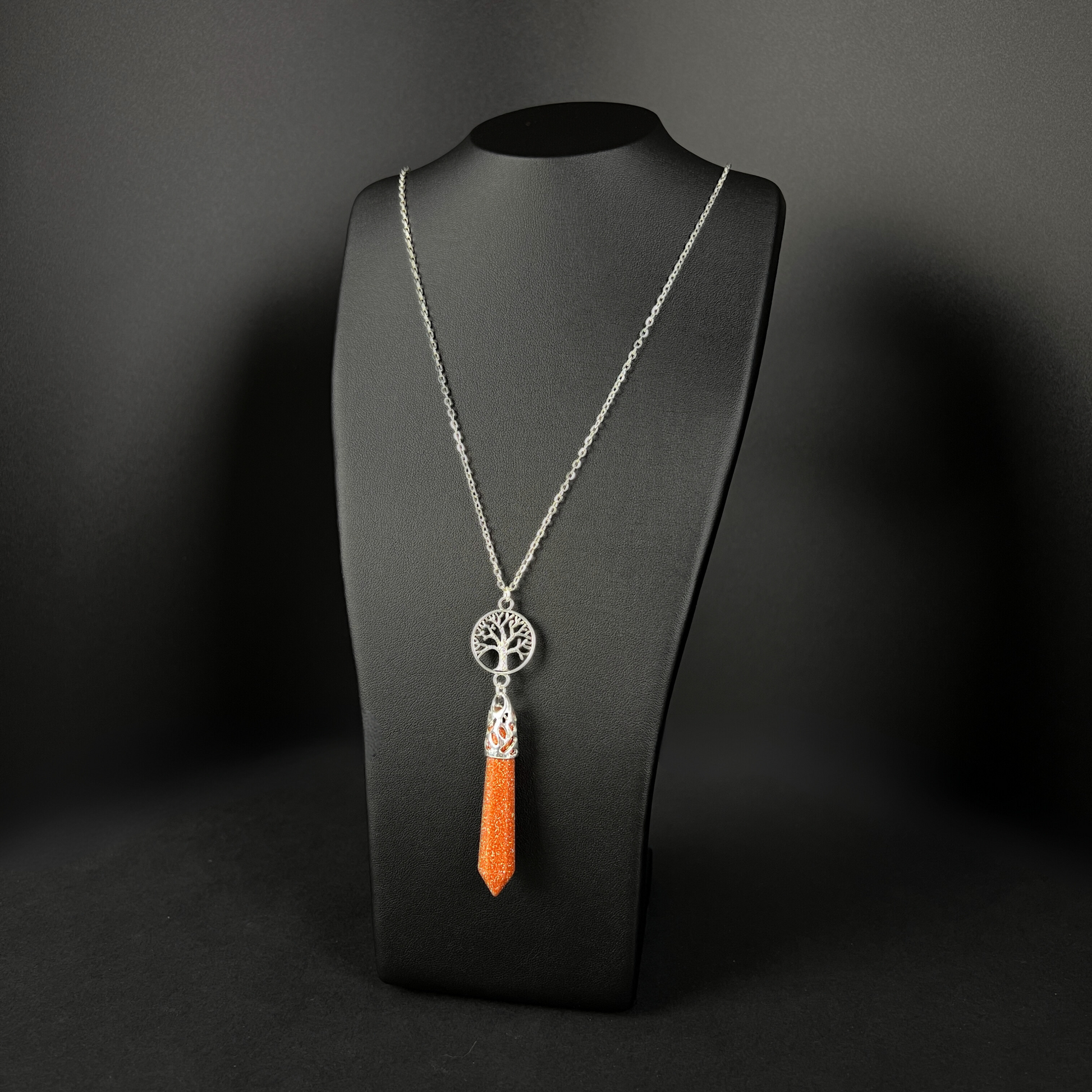 Goldstone and tree of life divination necklace Baguette Magick