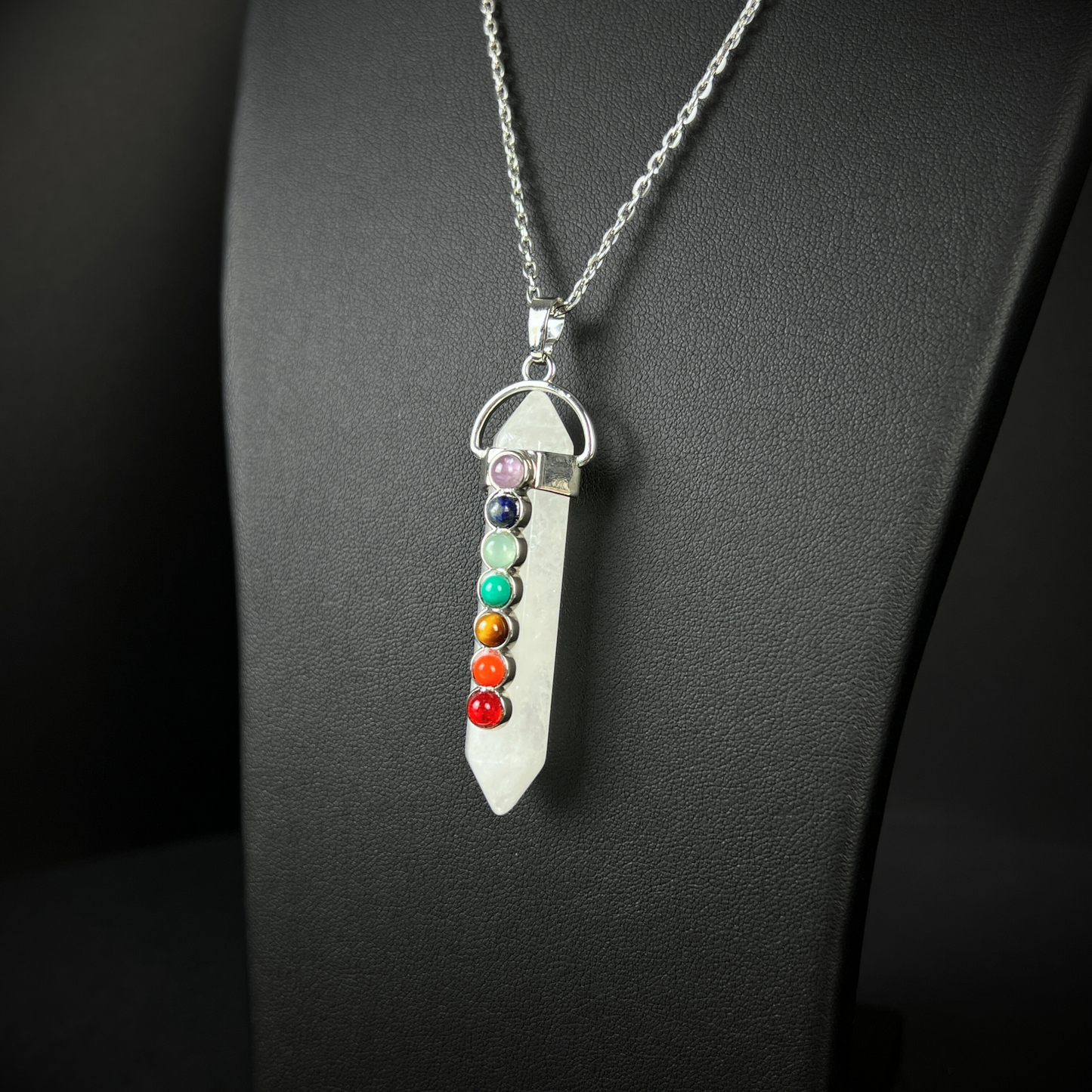 7 chakras quartz necklace Baguette Magick