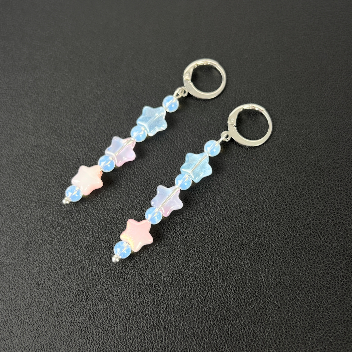 Pastel stars earrings, sweet and cute jewelry, opalite, acrylic, stainless steel Baguette Magick
