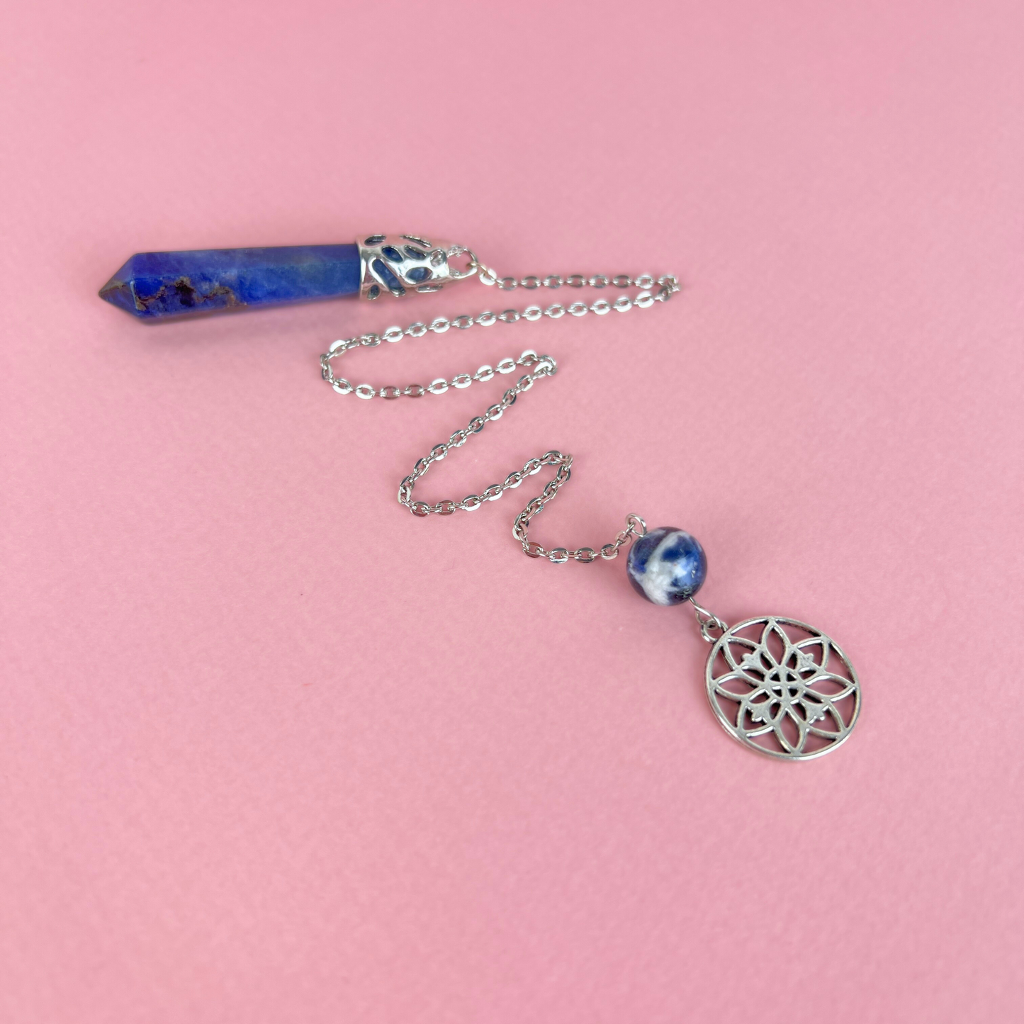 Sodalite and floral mandala pendulum Baguette Magick