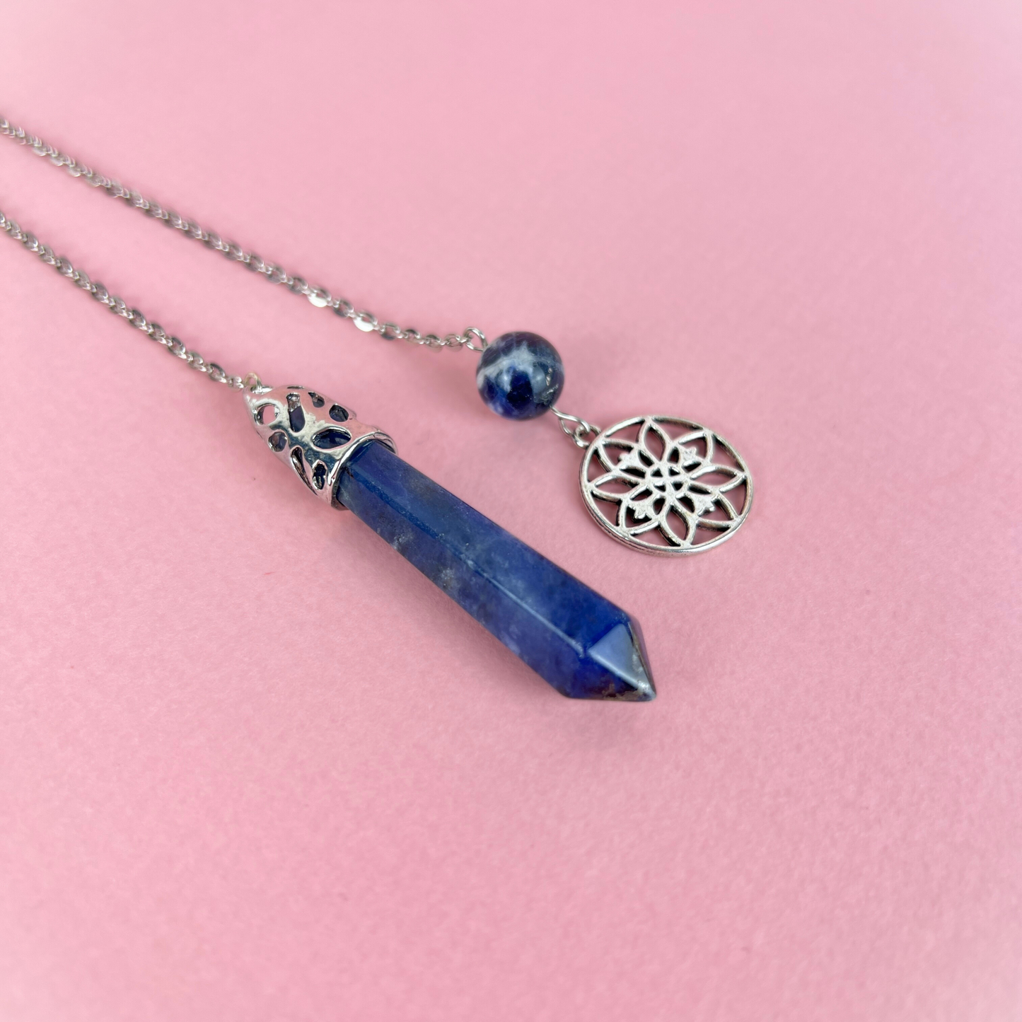 Sodalite and floral mandala pendulum Baguette Magick