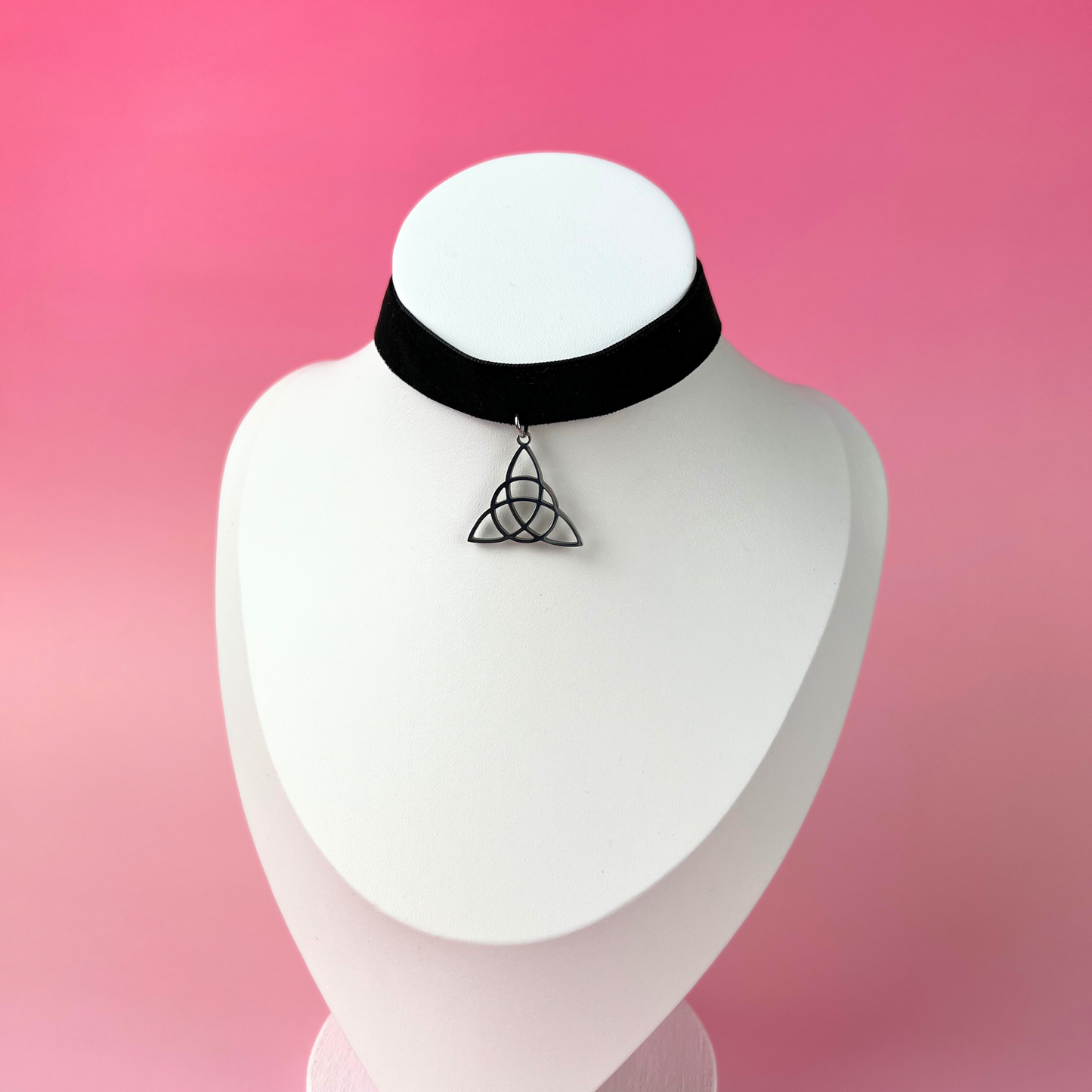 Black velvet and Triquetra Victorian Gothic choker, stainless steel Baguette Magick