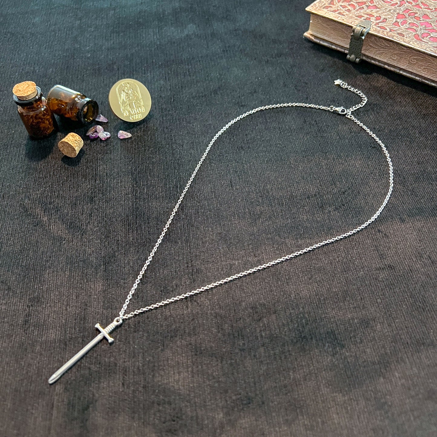 Sword fantasy necklace, stainless steel Baguette Magick