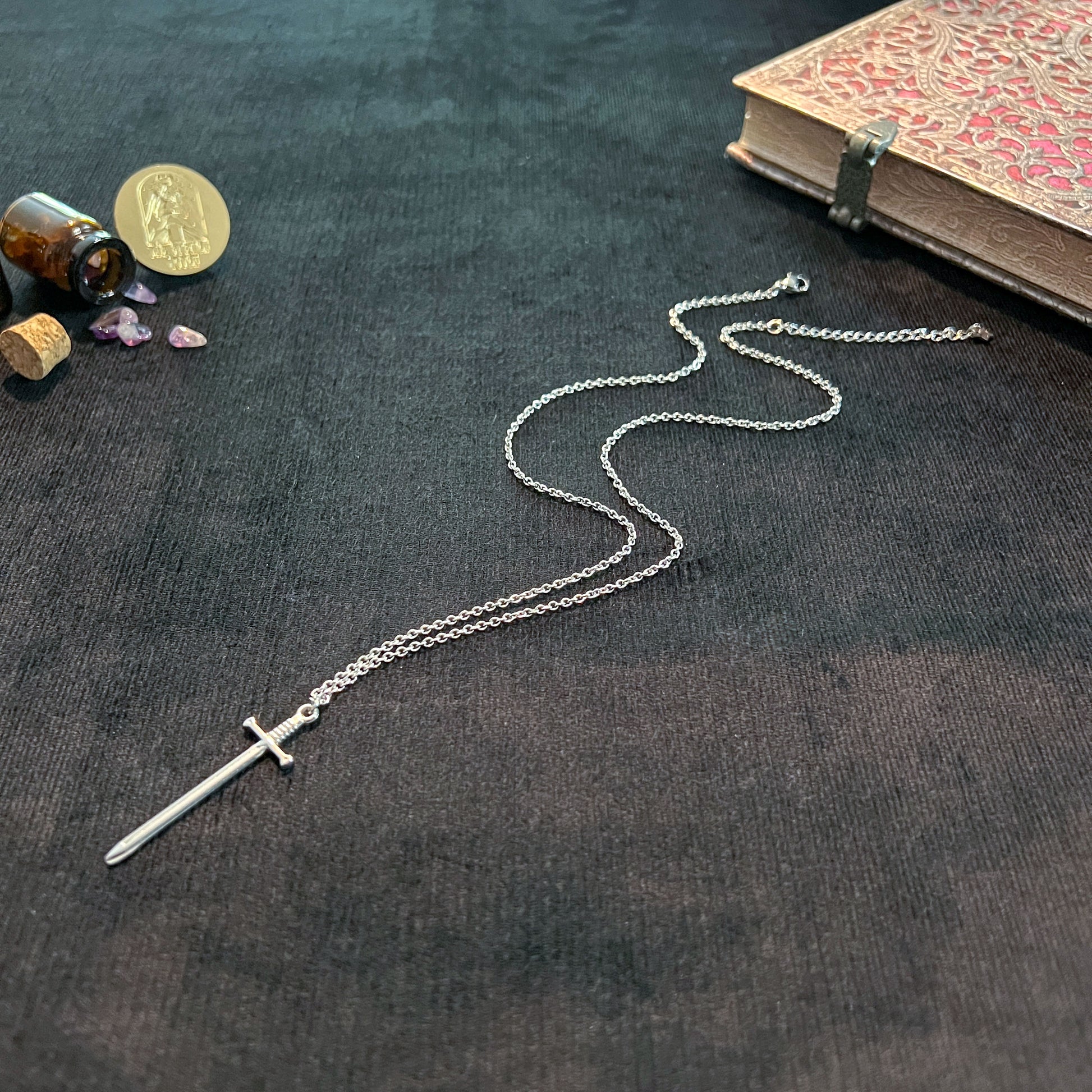 Sword fantasy necklace, stainless steel Baguette Magick