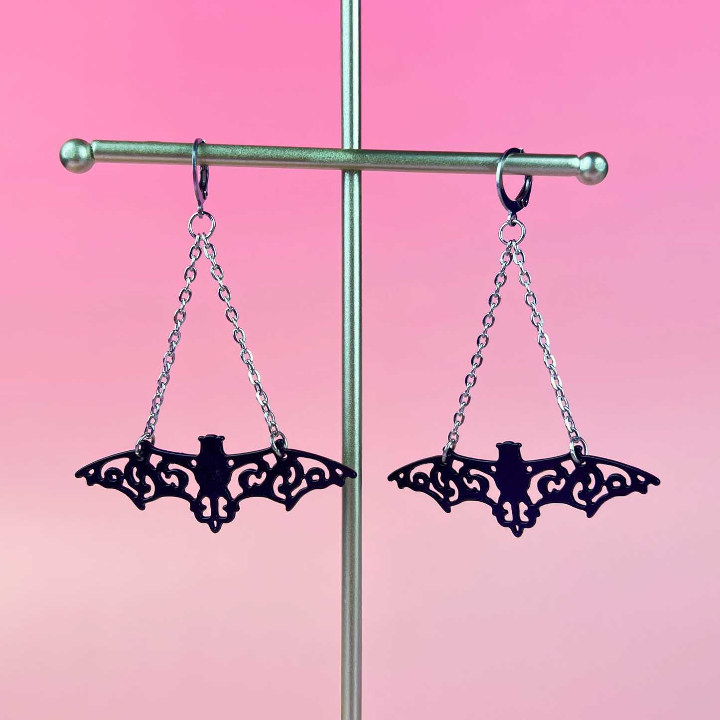 Black bats Halloween earrings Baguette Magick