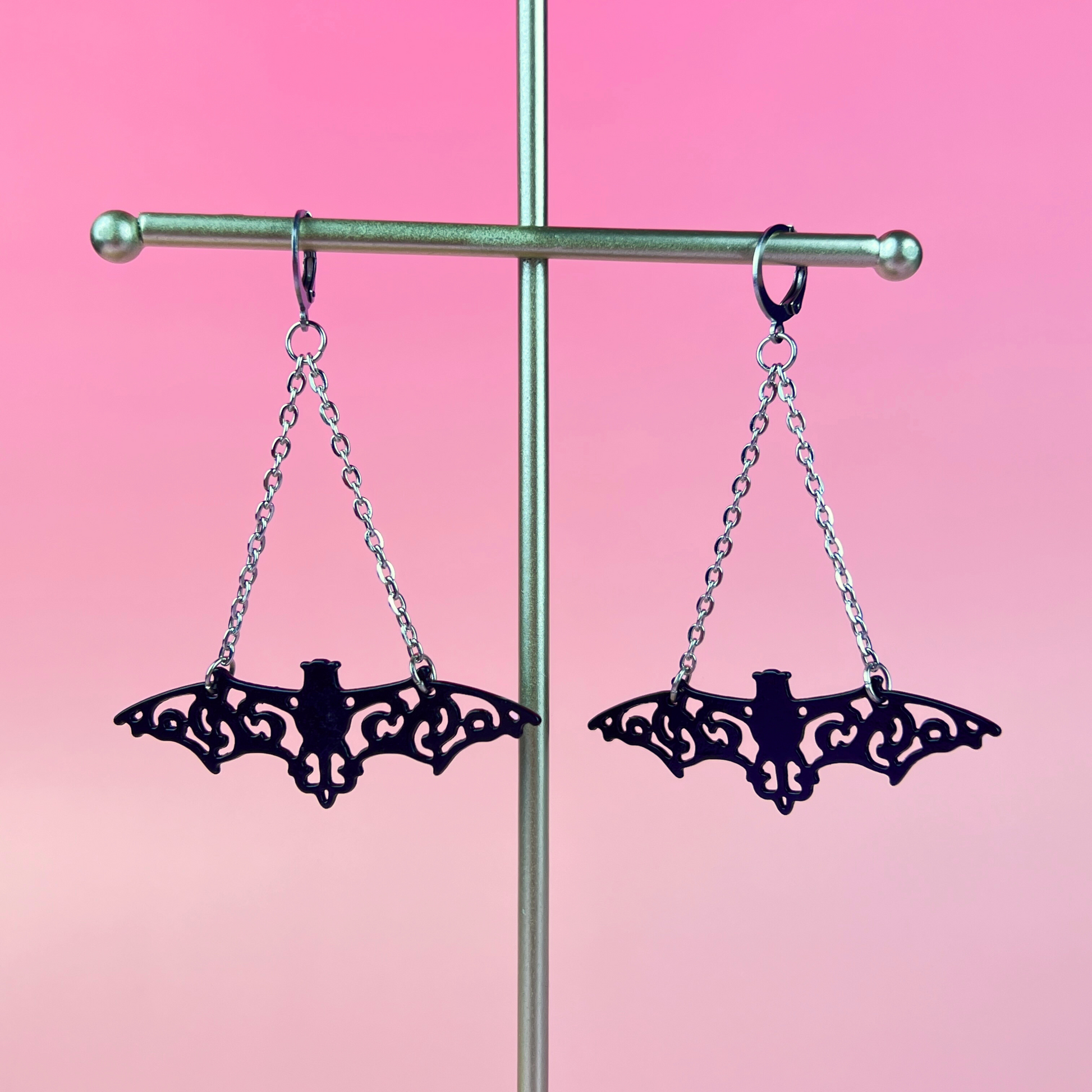 Black bats Halloween earrings Baguette Magick