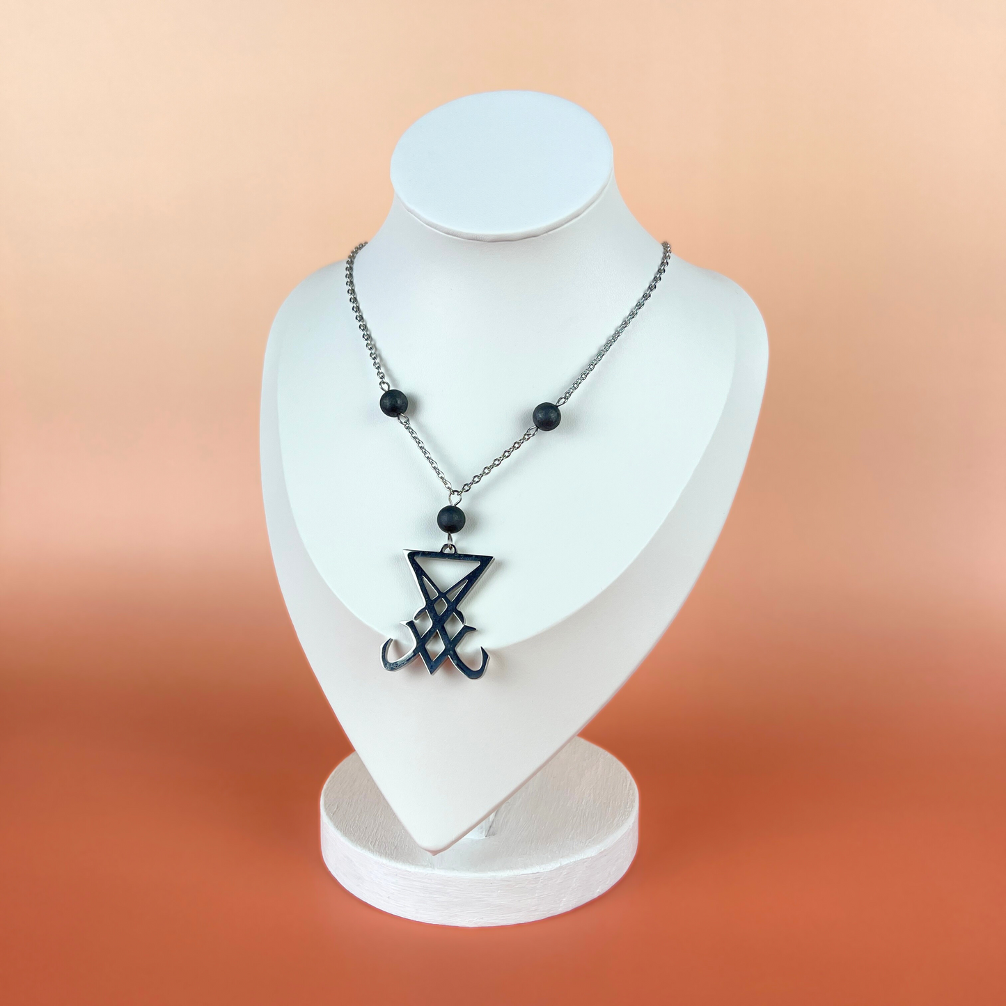 Sigil of Lucifer necklace, shungite and stainless steel Baguette Magick