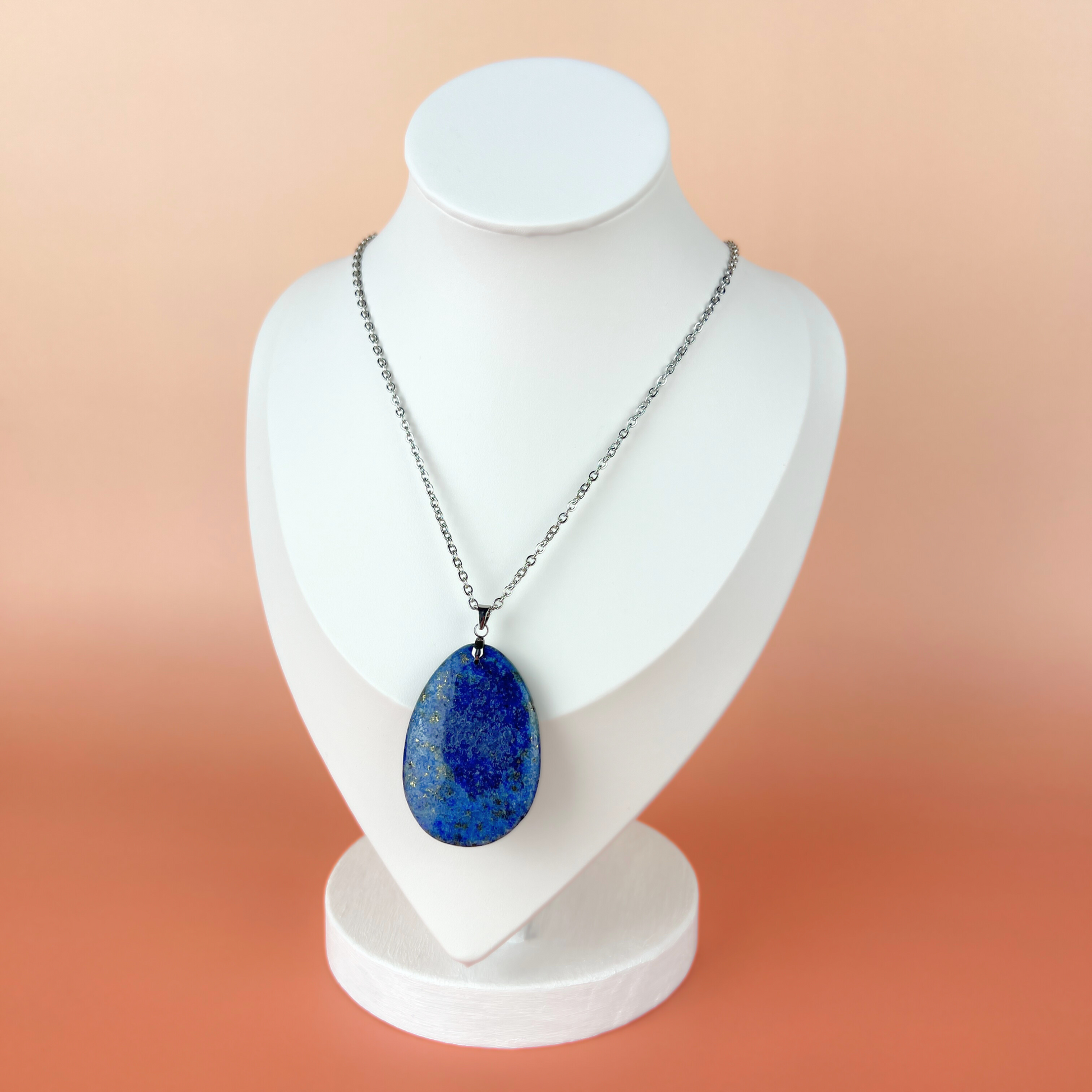 Lapis lazuli stainless steel pendant necklace Baguette Magick