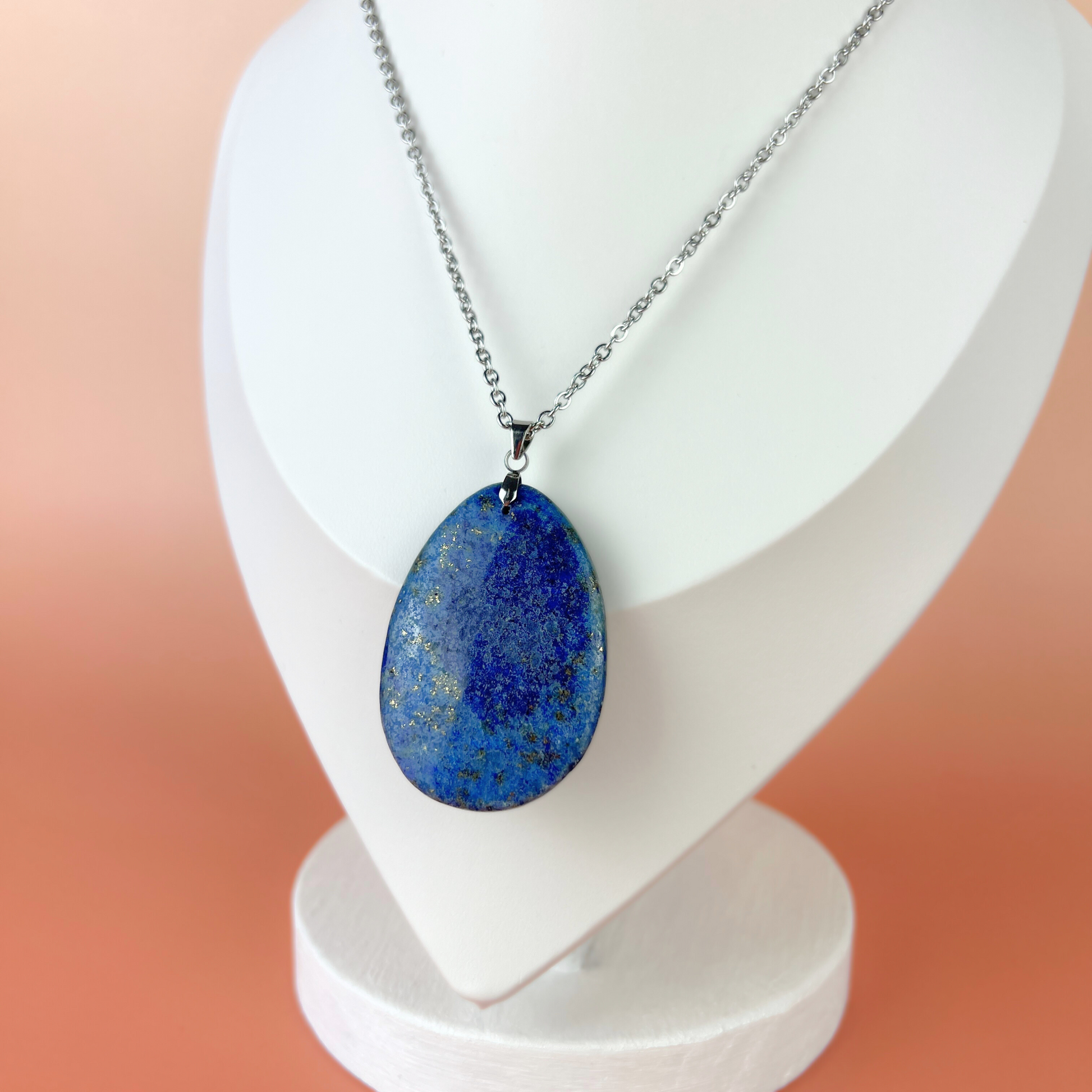 Lapis lazuli stainless steel pendant necklace Baguette Magick