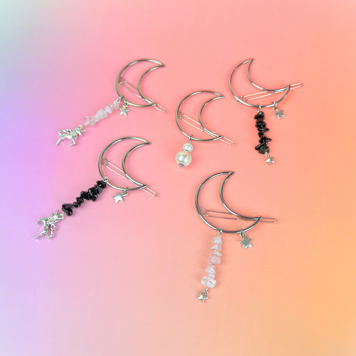 Moon crescent hair clip for gothic, witchy, whimsical hairstyles Baguette Magick