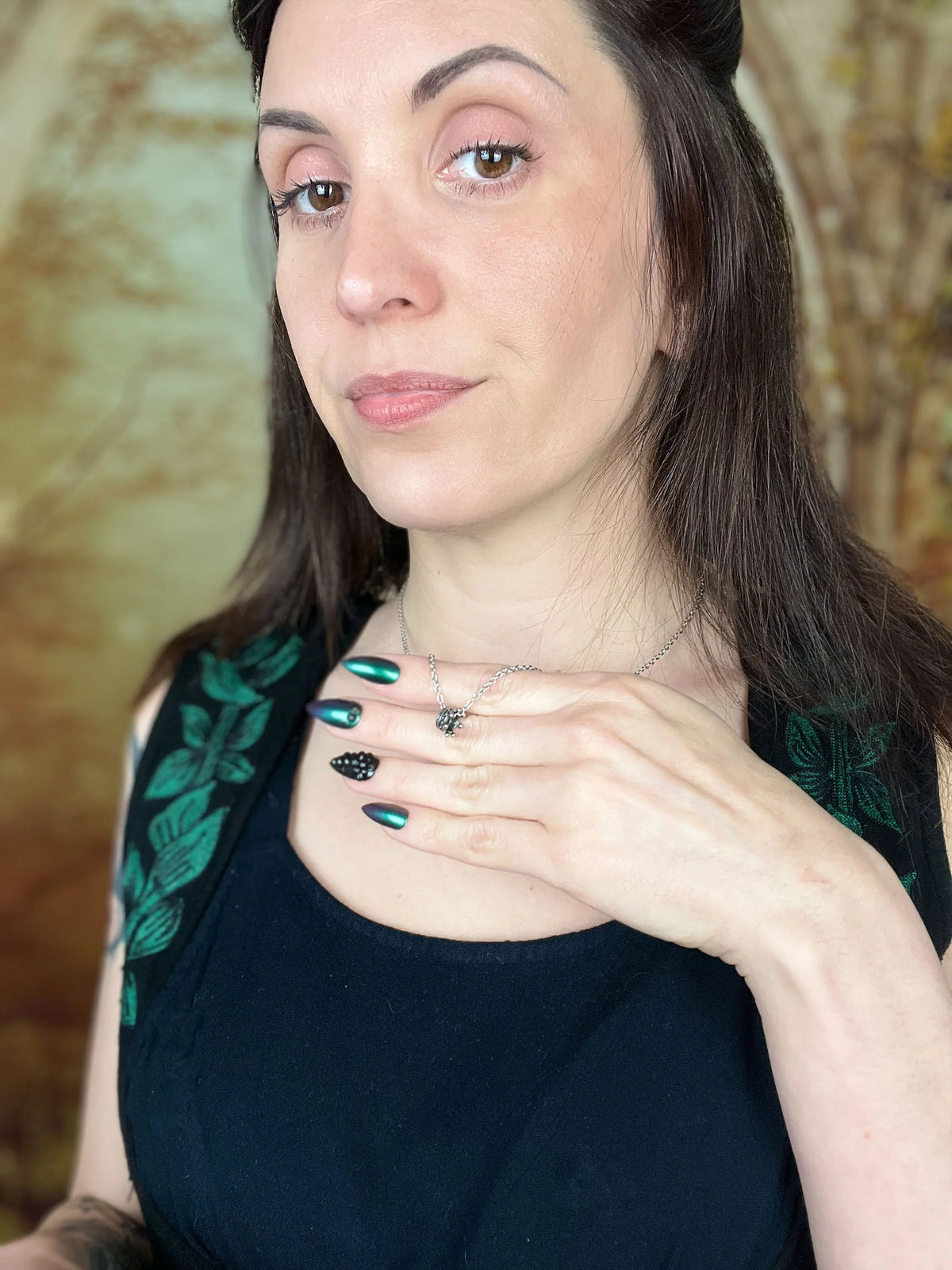 3D Crown fantasy necklace, stainless steel Baguette Magick