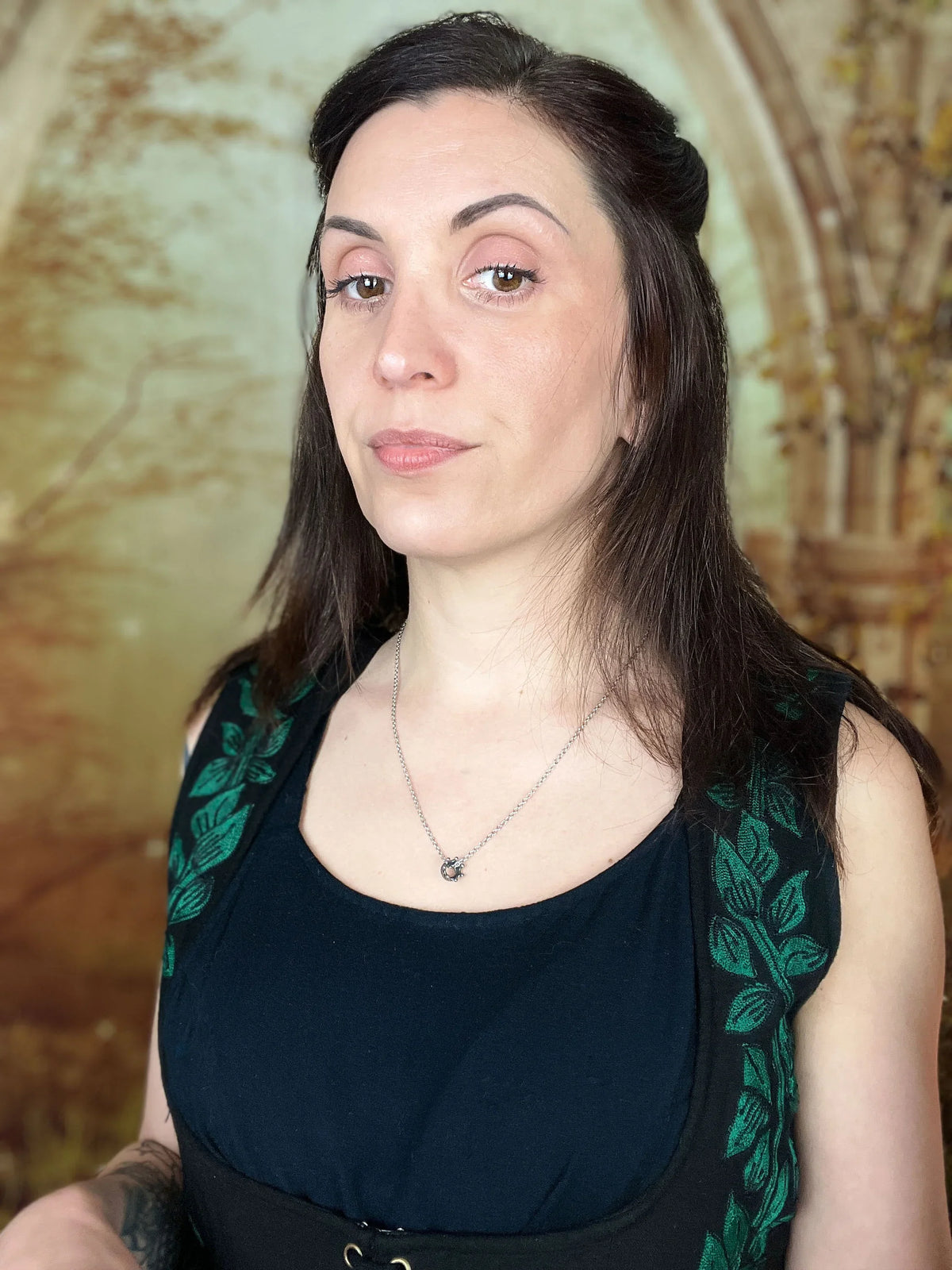 3D Crown fantasy necklace, stainless steel Baguette Magick