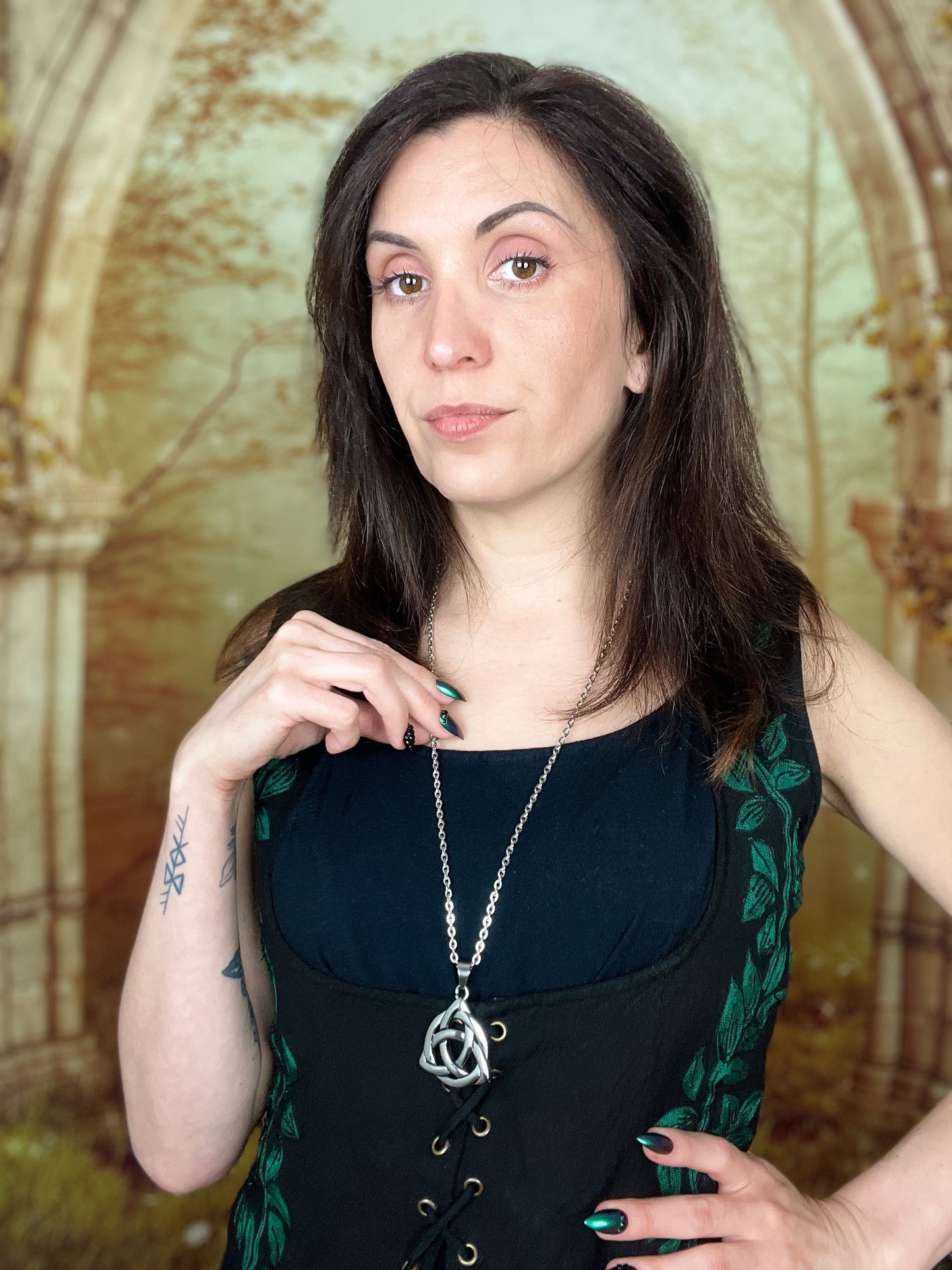 Big triquetra Celtic stainless steel pagan necklace Baguette Magick