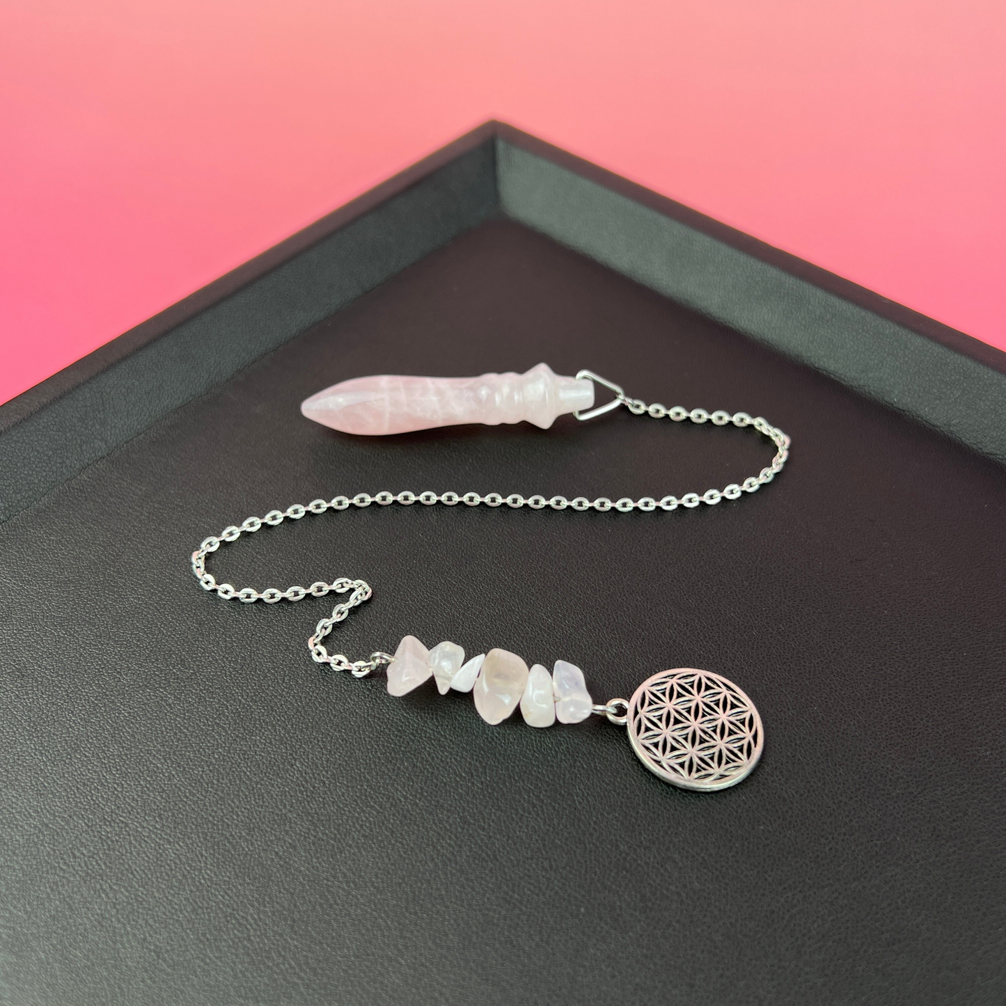 Egyptian Thot pendulum rose quartz and flower of life Baguette Magick
