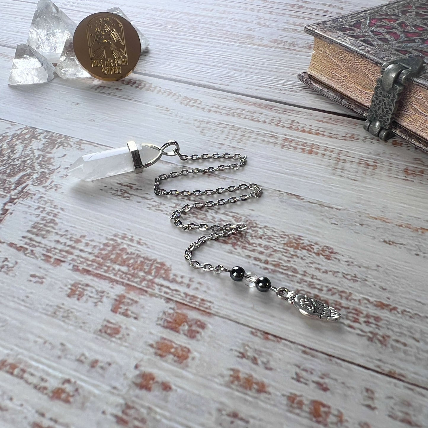 quartz hematite gemstone dowsing divination pendulum