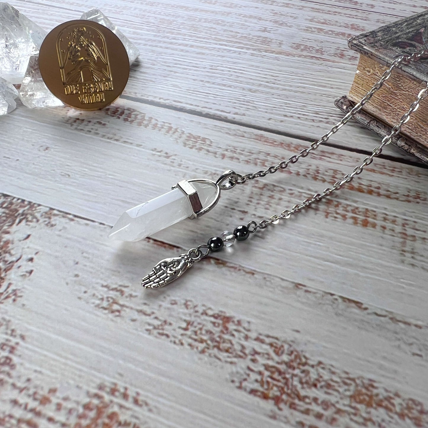 quartz hematite gemstone dowsing divination pendulum