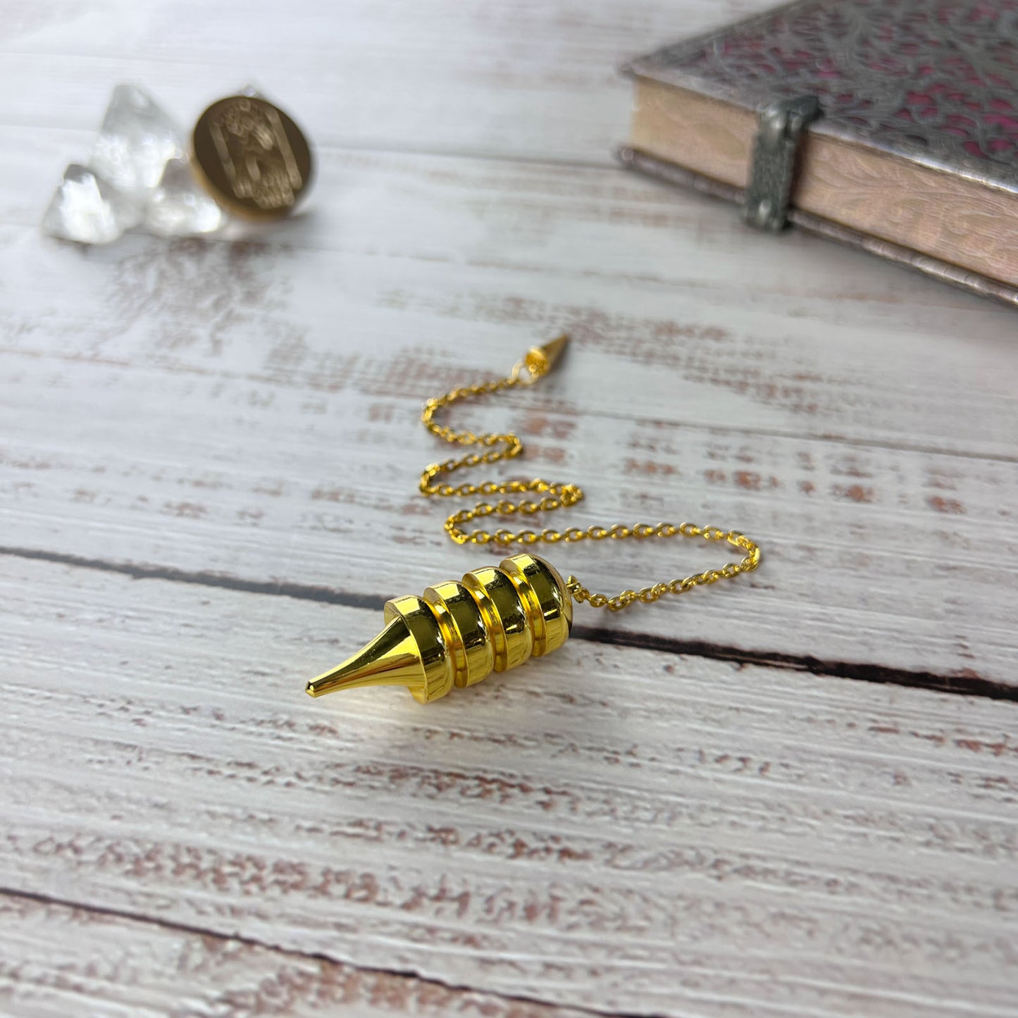 Egyptian Osiris golden metal dowsing and healing pendulum Baguette Magick