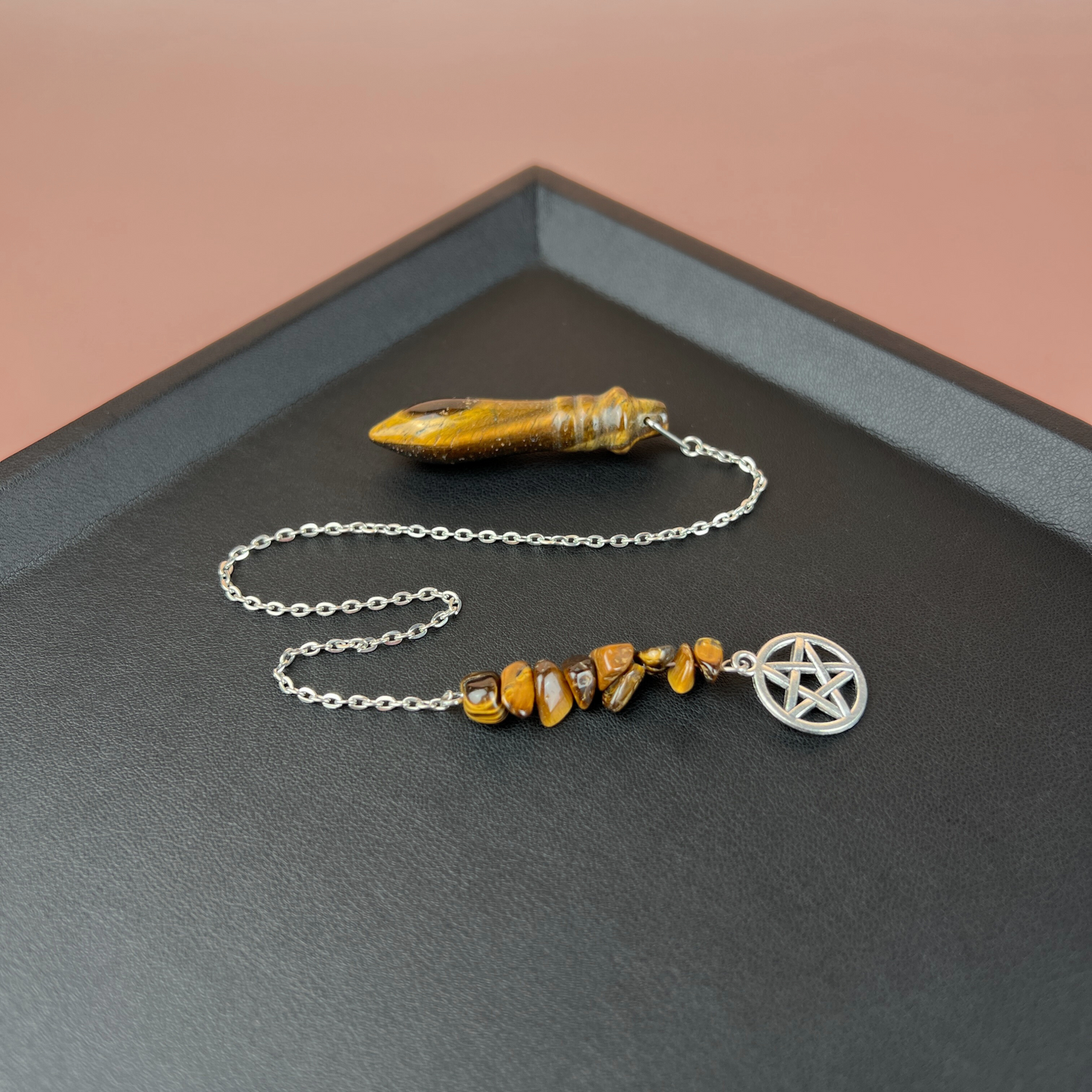 Pendule égyptienne Thot oeil de tigre et pentacle