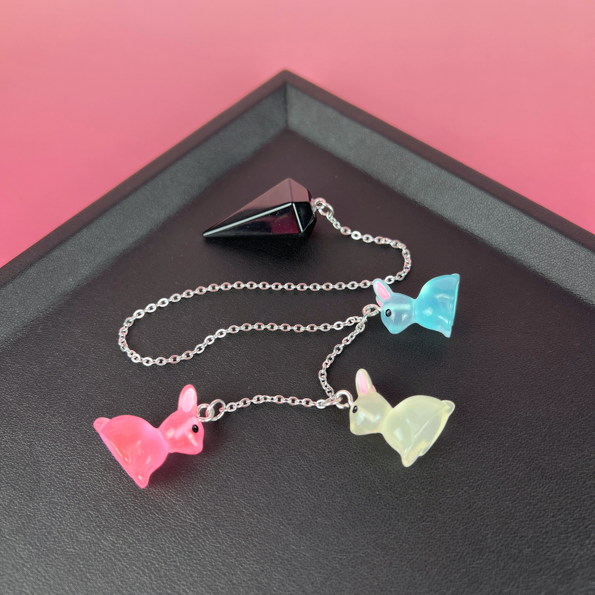 Easter bunnies obsidian pendulum Baguette Magick