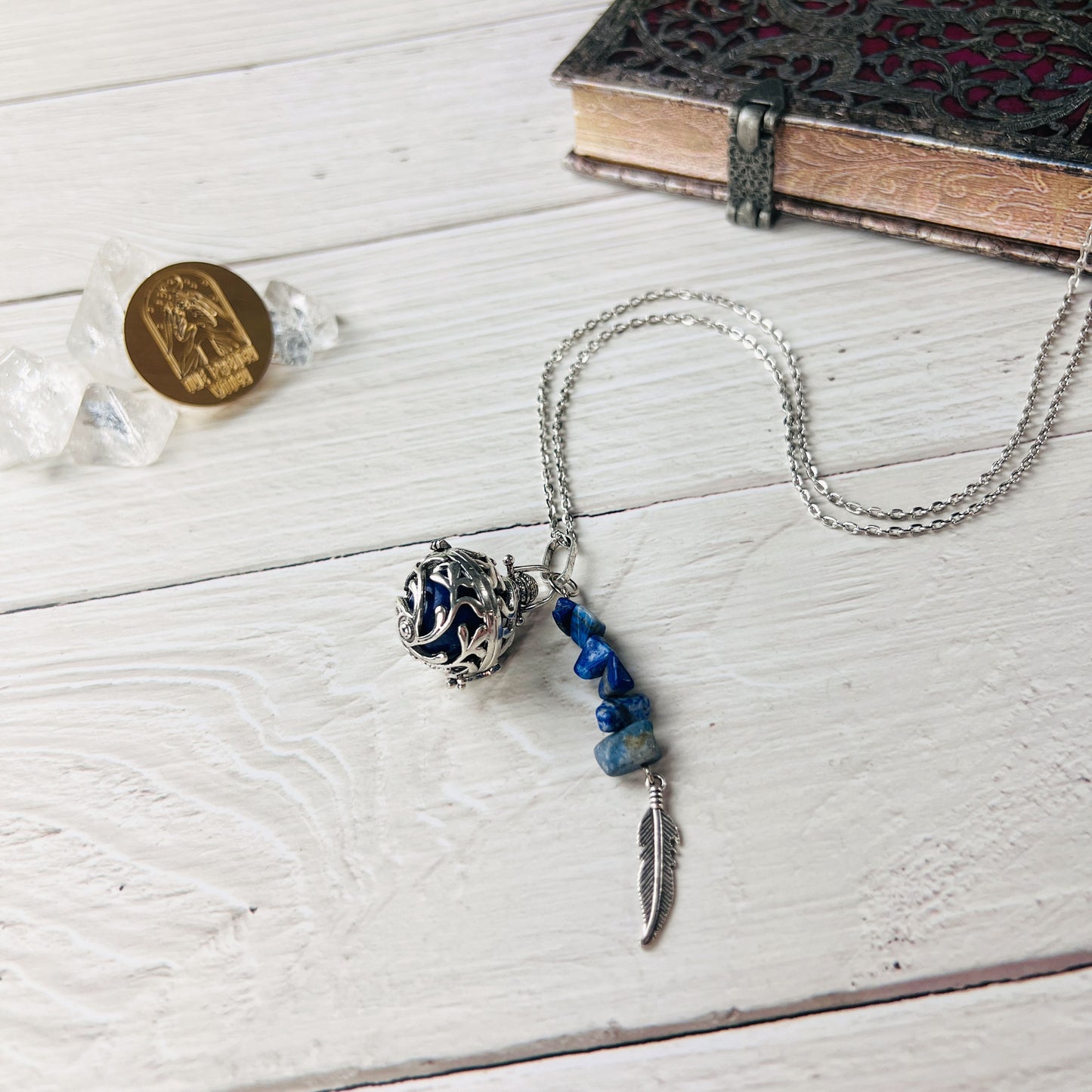 Lapis lazuli jewelry with a locket pendant victorian necklace gothic pagan jewelry wiccan necklace