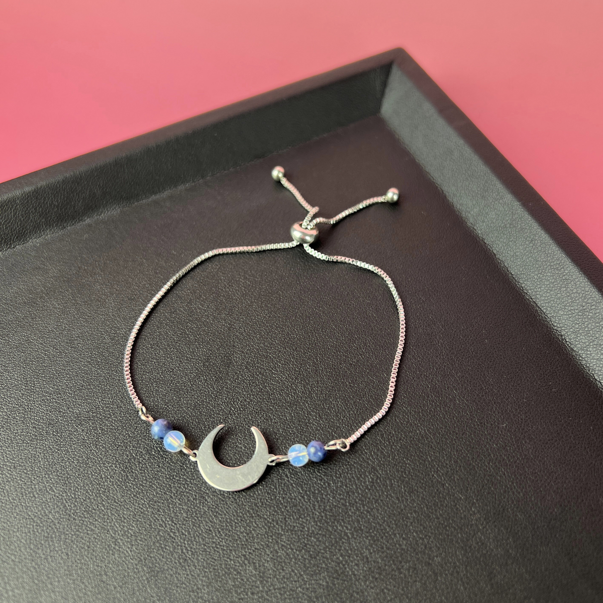 Lapis lazuli, opalite and crescent Moon slider bracelet Baguette Magick