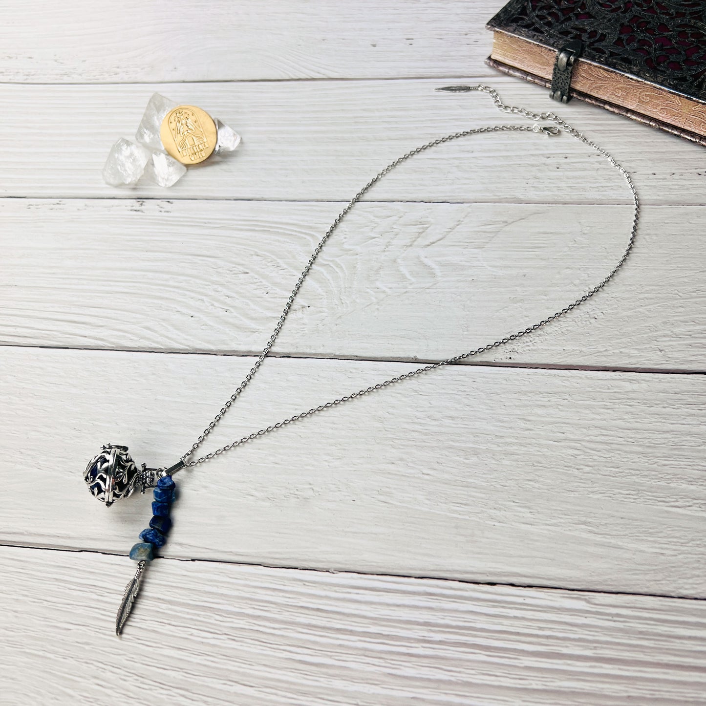 Lapis lazuli locket necklace Baguette Magick