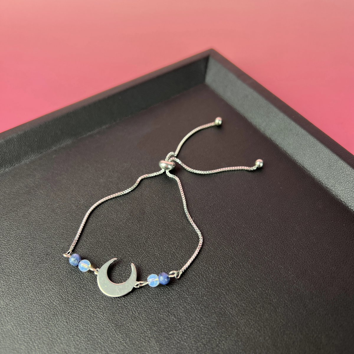 Lapis lazuli, opalite and crescent Moon slider bracelet Baguette Magick