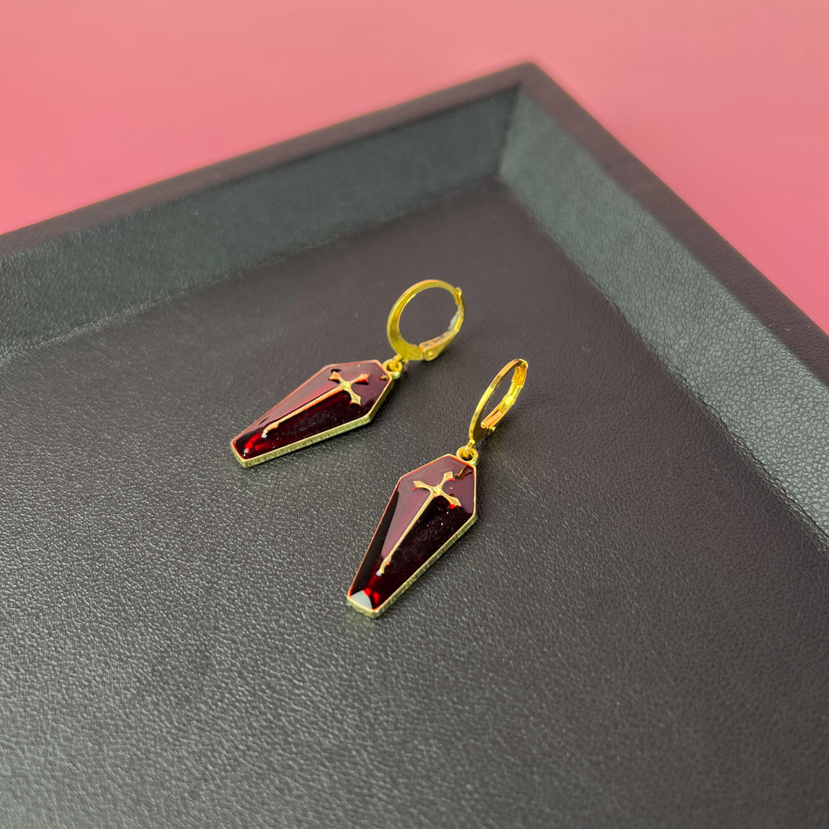 Coffins gothic earrings dark goth Halloween jewelry Baguette Magick