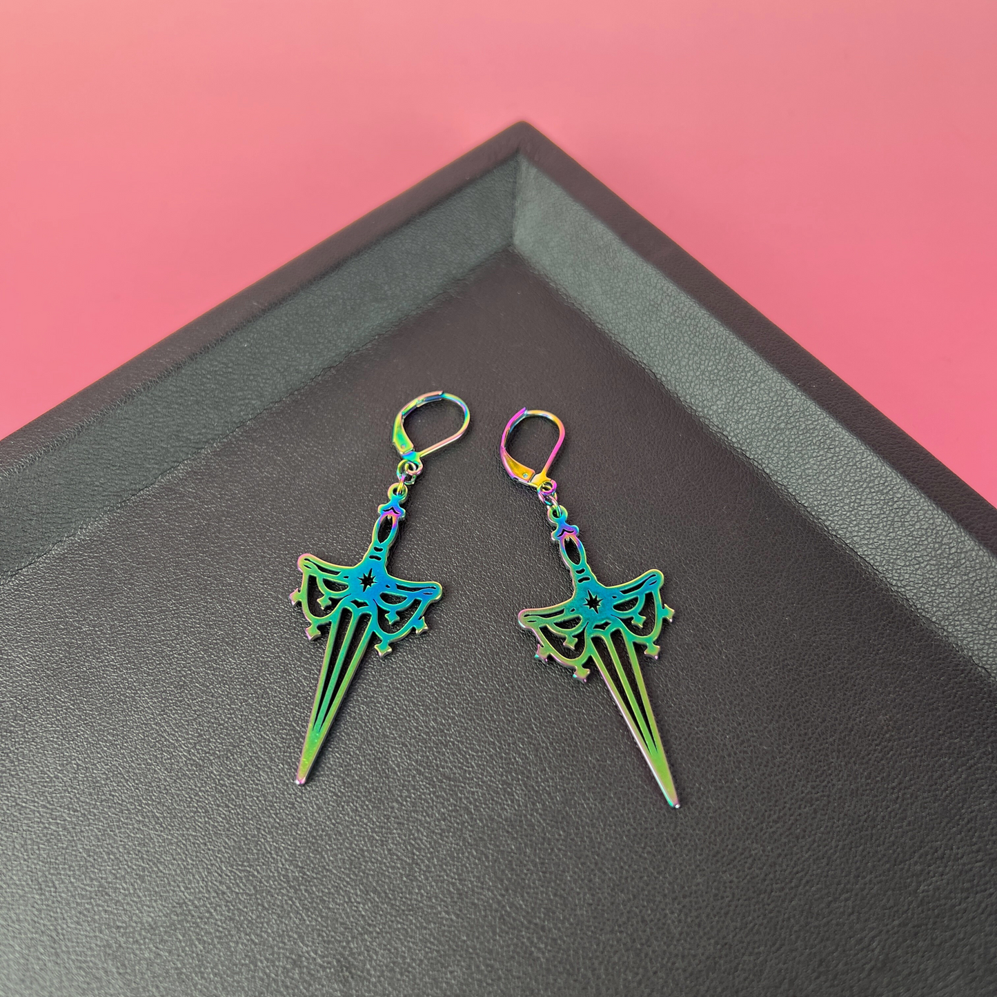 Rainbow athame dagger earrings Baguette Magick