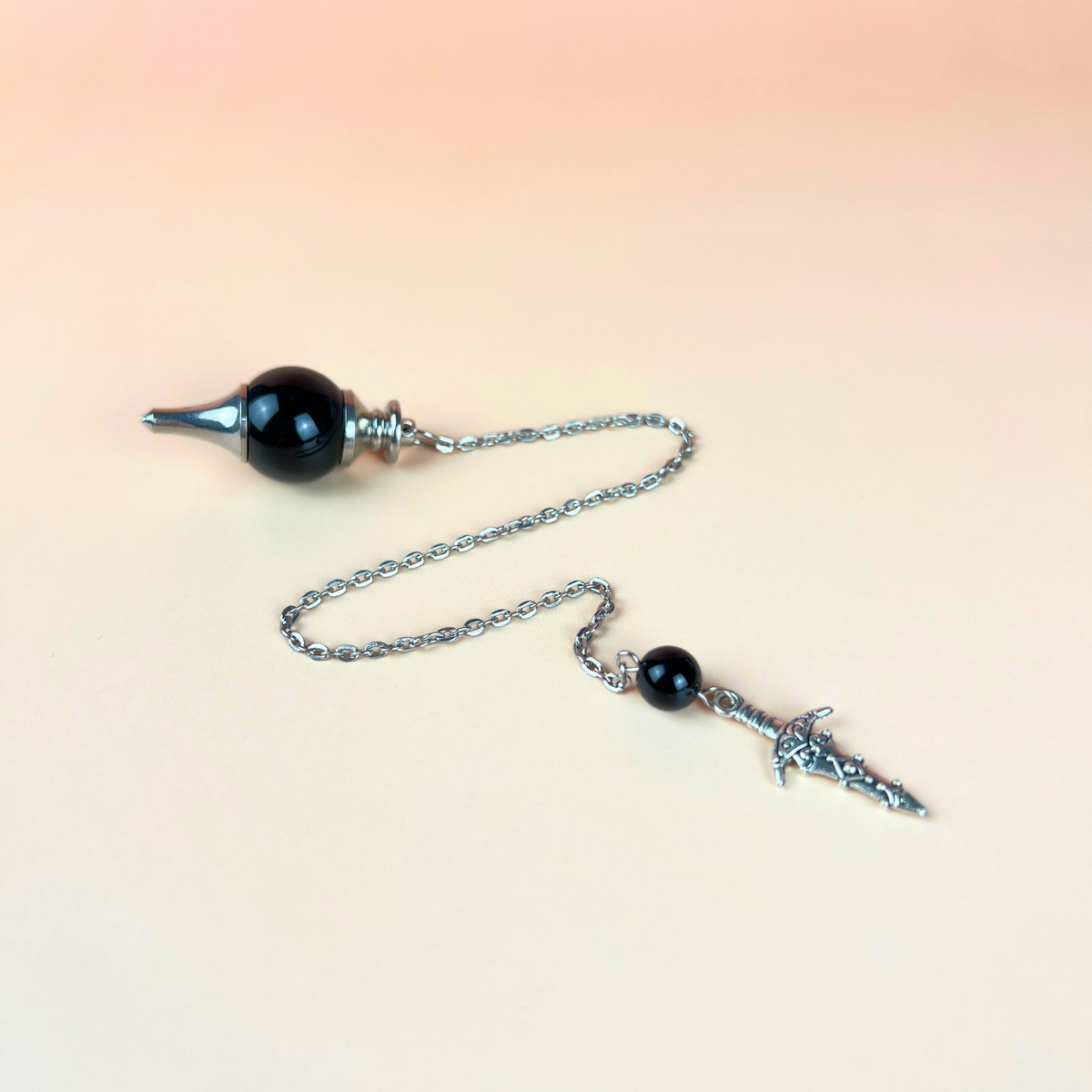Black agate, obsidian and dagger Sephoroton dowsing pendulum Baguette Magick