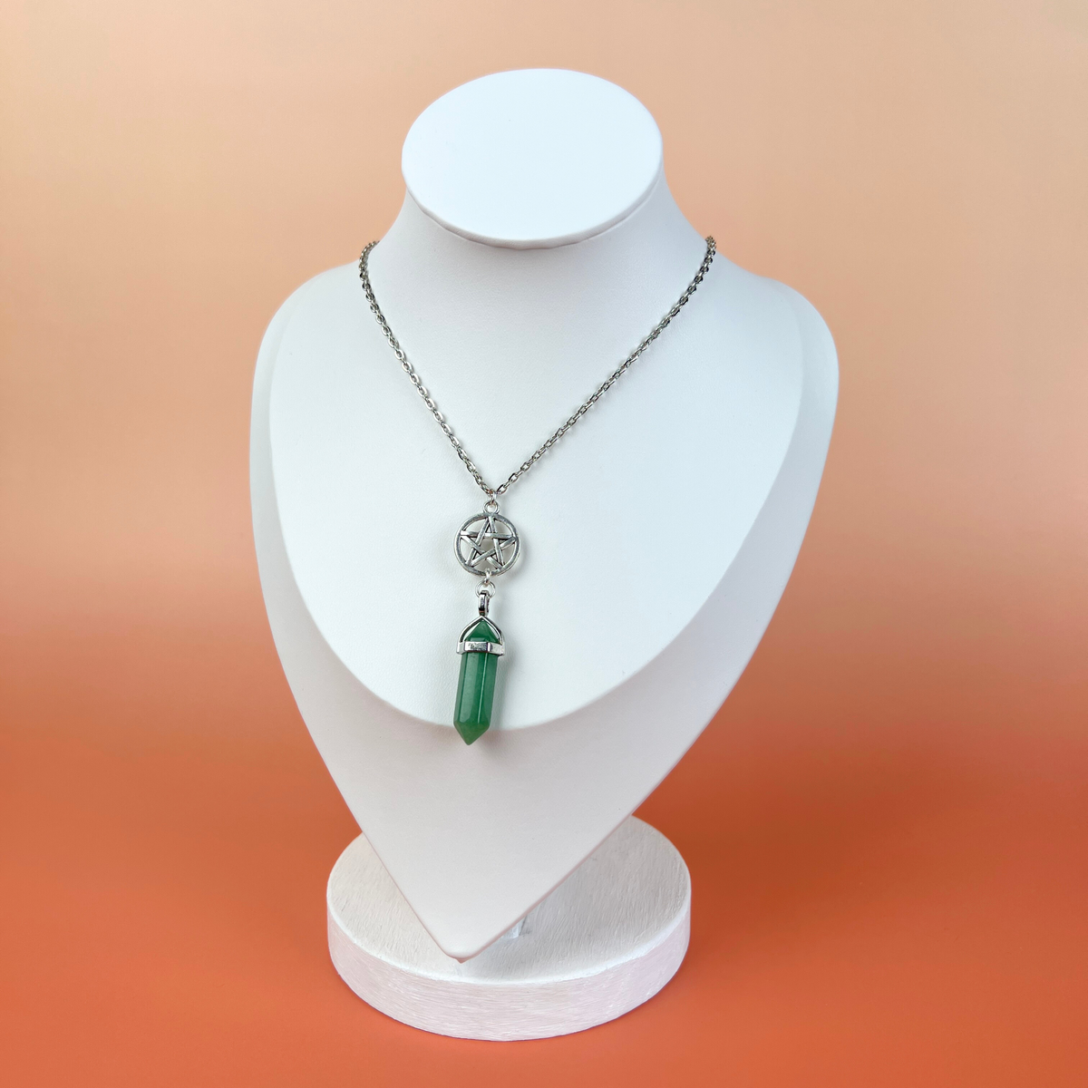 Pentacle pendulum necklace - obsidian, quartz, rose quartz, or aventurine Baguette Magick