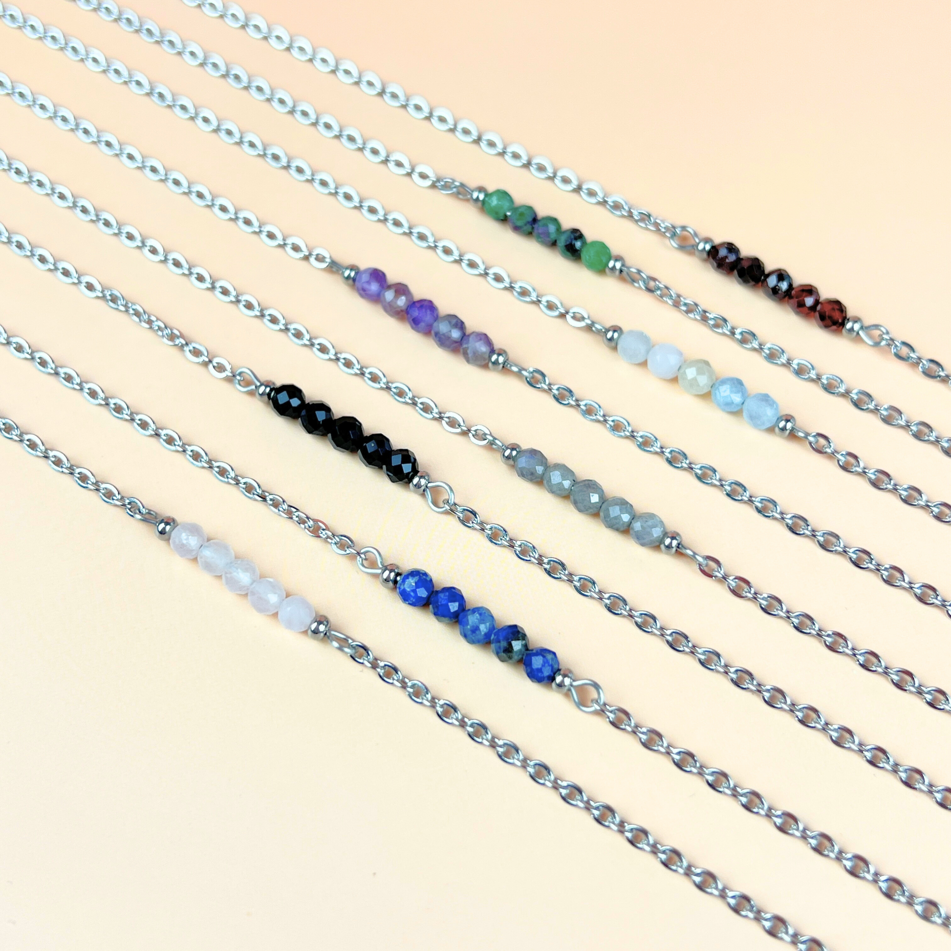 Faceted beads gemstone necklace Baguette Magick
