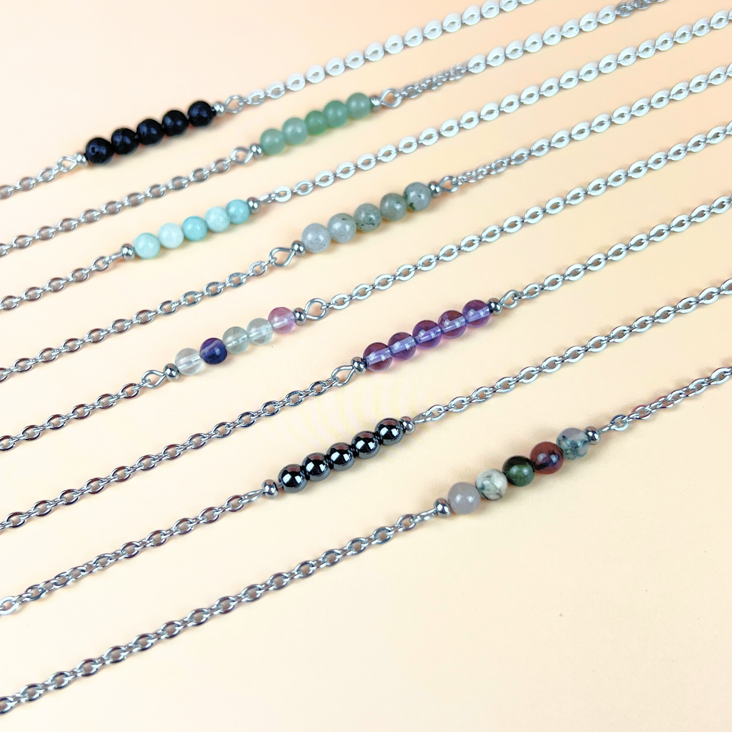Round beads gemstone necklace Baguette Magick