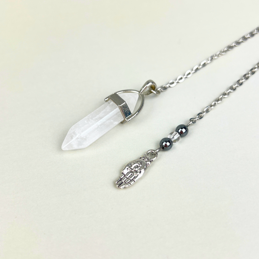 Quartz and hematite hand pendulum Baguette Magick