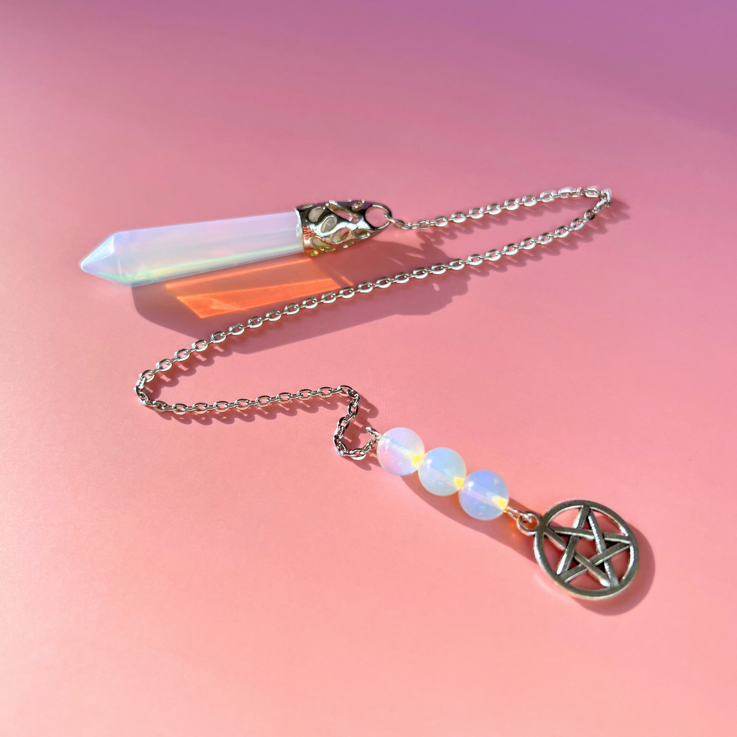 Opalite and pentacle dowsing spiritual pendulum Baguette Magick