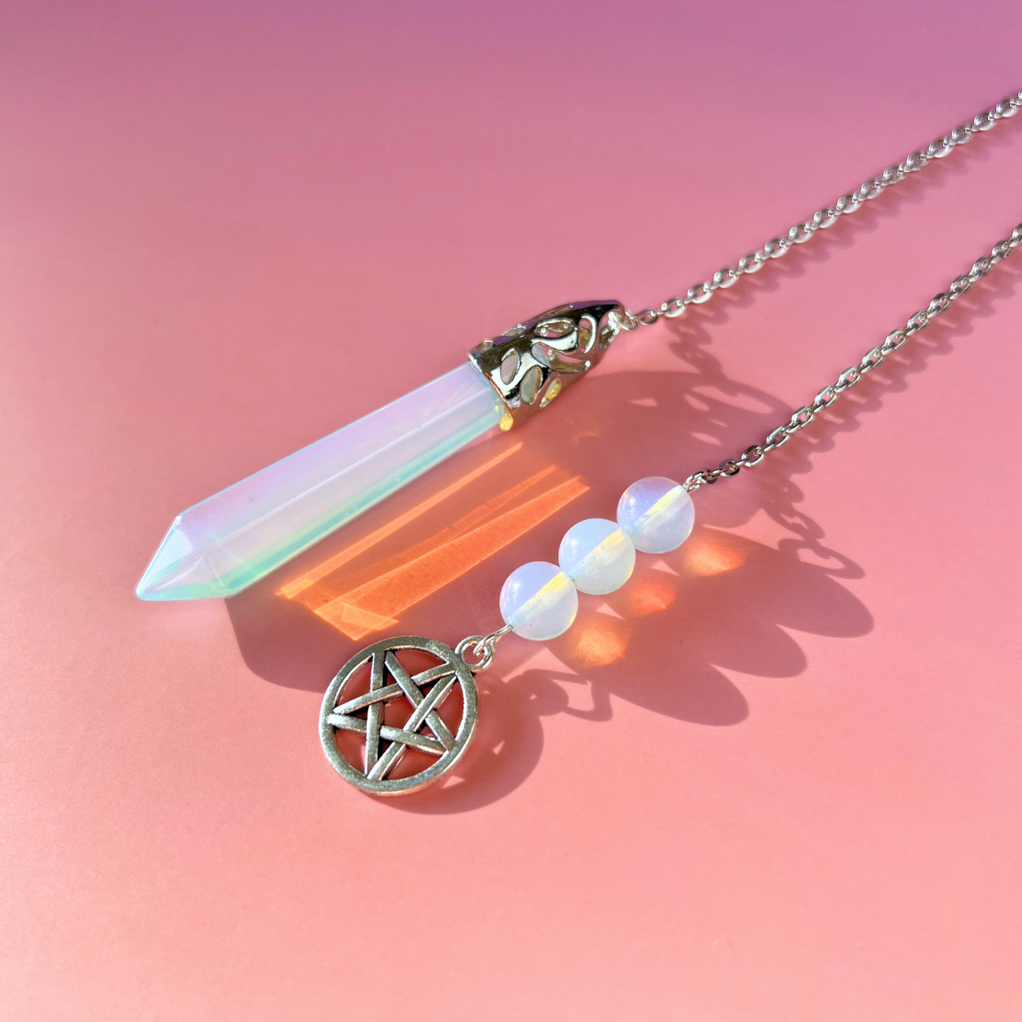 Opalite and pentacle dowsing spiritual pendulum Baguette Magick