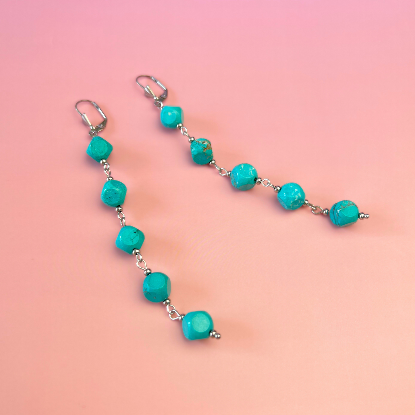 Long dangle & drop turquoise earrings Baguette Magick