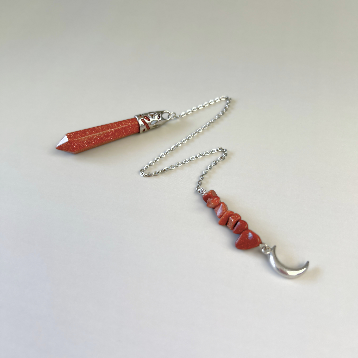 Goldstone pendulum with a crescent moon Baguette Magick