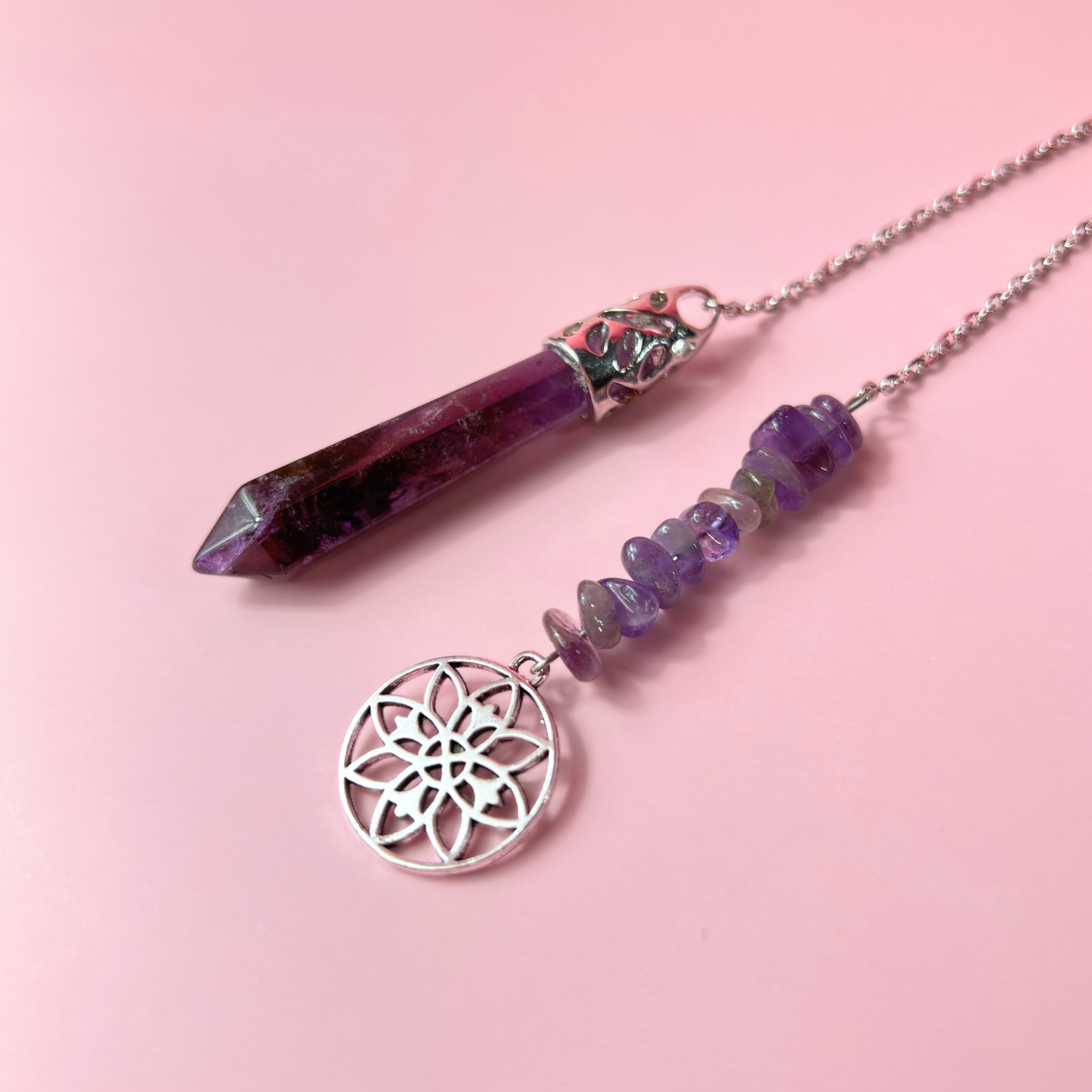 Amethyst and mandala pendulum Baguette Magick