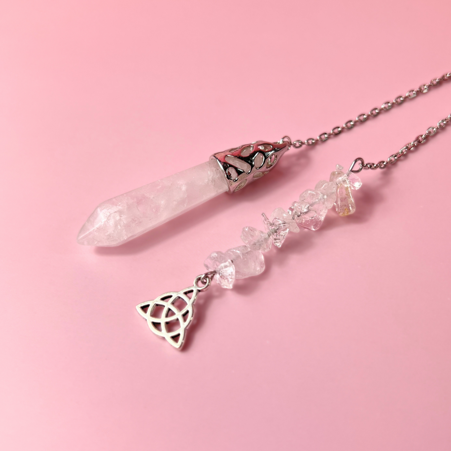 Clear quartz and triquetra pendulum Baguette Magick